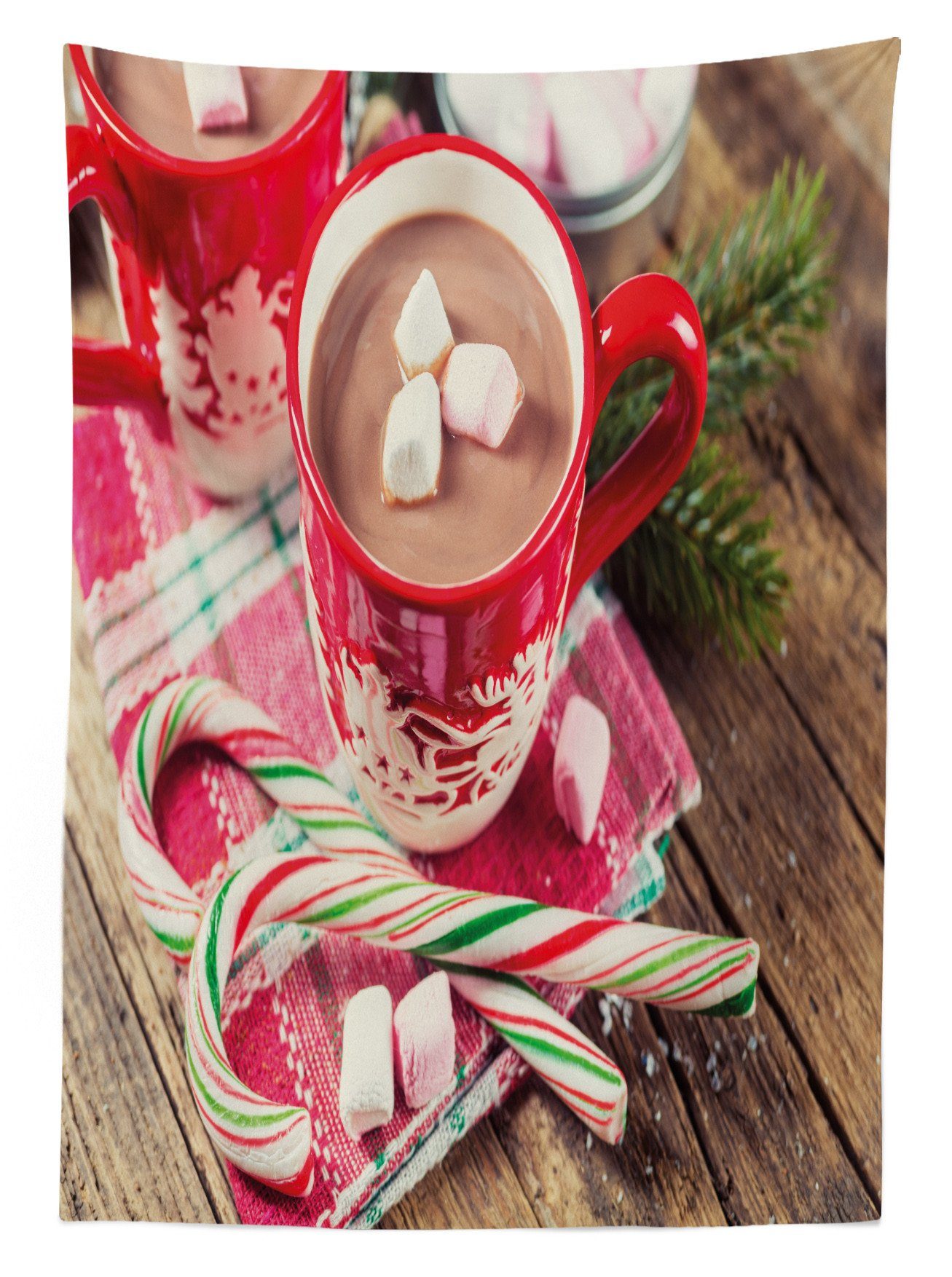 Tassen den in Weihnachten Tischdecke Schokolade Außen Klare geeignet Waschbar Farbfest Heiße Farben, Bereich Für Abakuhaus