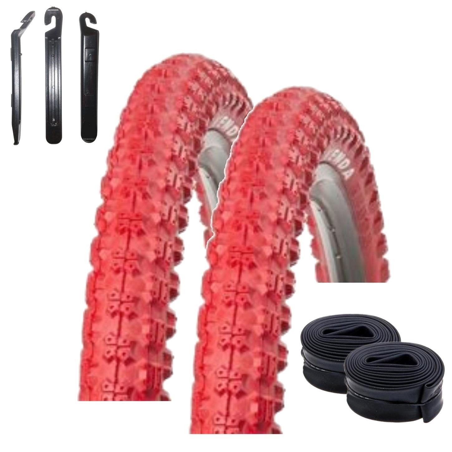 maxxi4you Fahrradreifen 2 x Kenda K-50 BMX 20 x 2,125 (57-406) Rot + 2 x AV inkl. Reifenheber