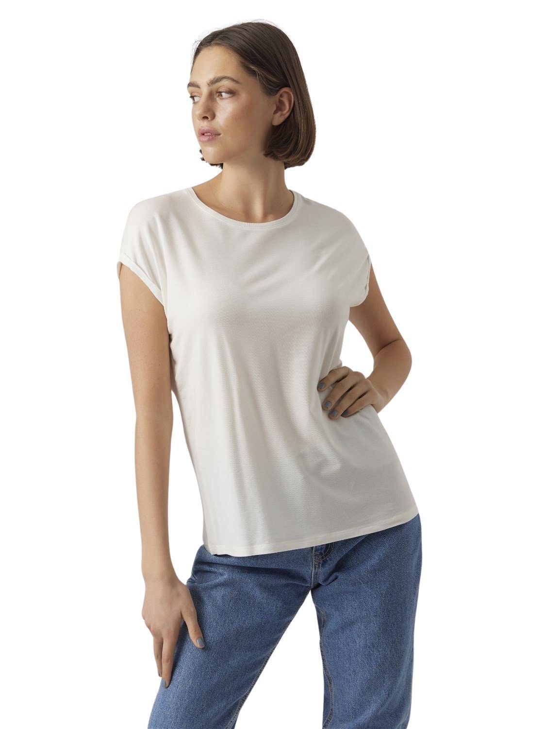 Vero Moda T-Shirt Stilvolles Basic Shirt mit Rundhalsausschnitt (2er-Pack) günstig online kaufen
