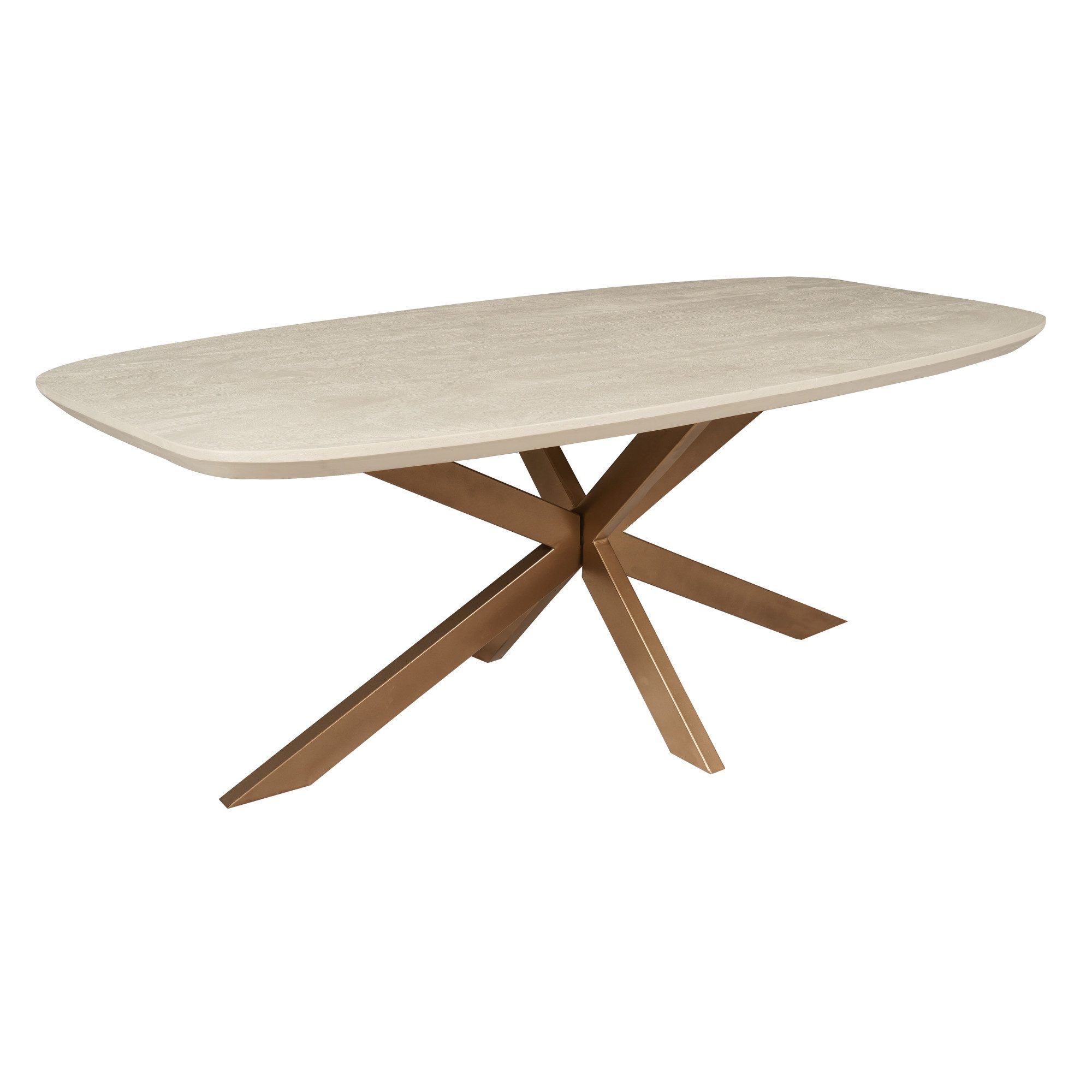 Villa Möbel Esstisch Dimora (Packung, 1-St., 1. St. Esstisch), aus Mangoholz sandgestrahlt mit Bronze-Kreuzgestell, oval