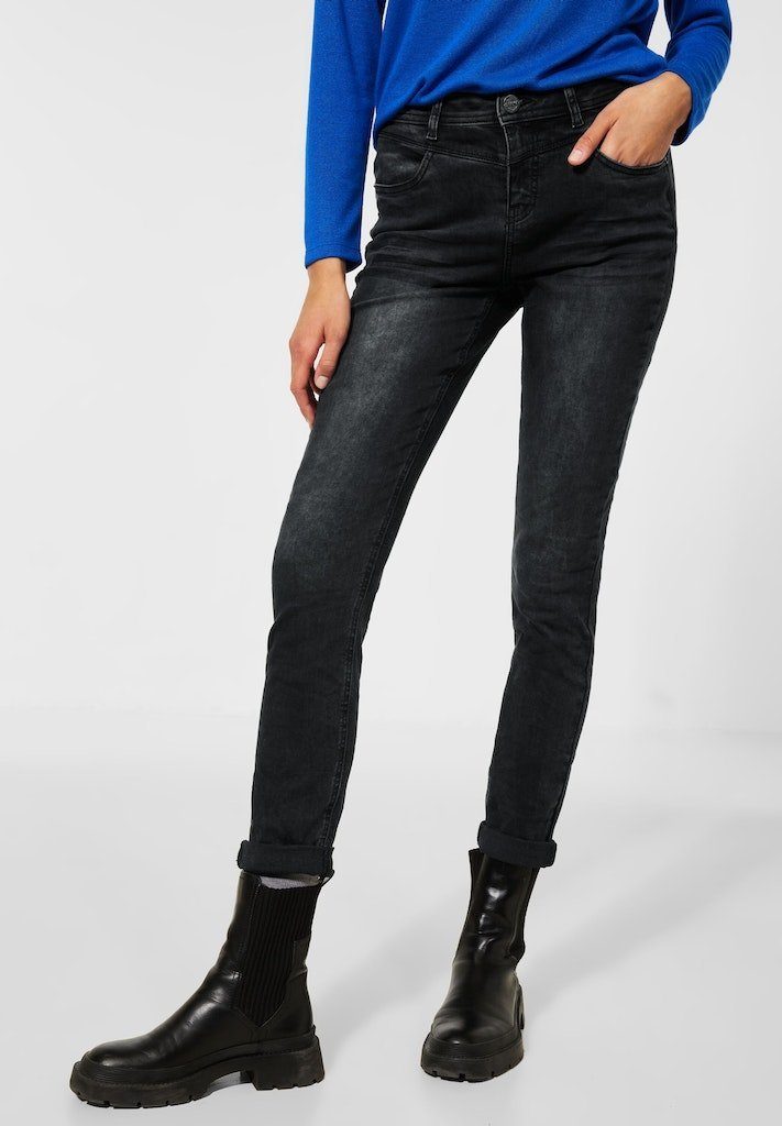 ONE Style / Bequeme ONE Da.Jeans Jane,hw,black STREET STREET QR / Jeans