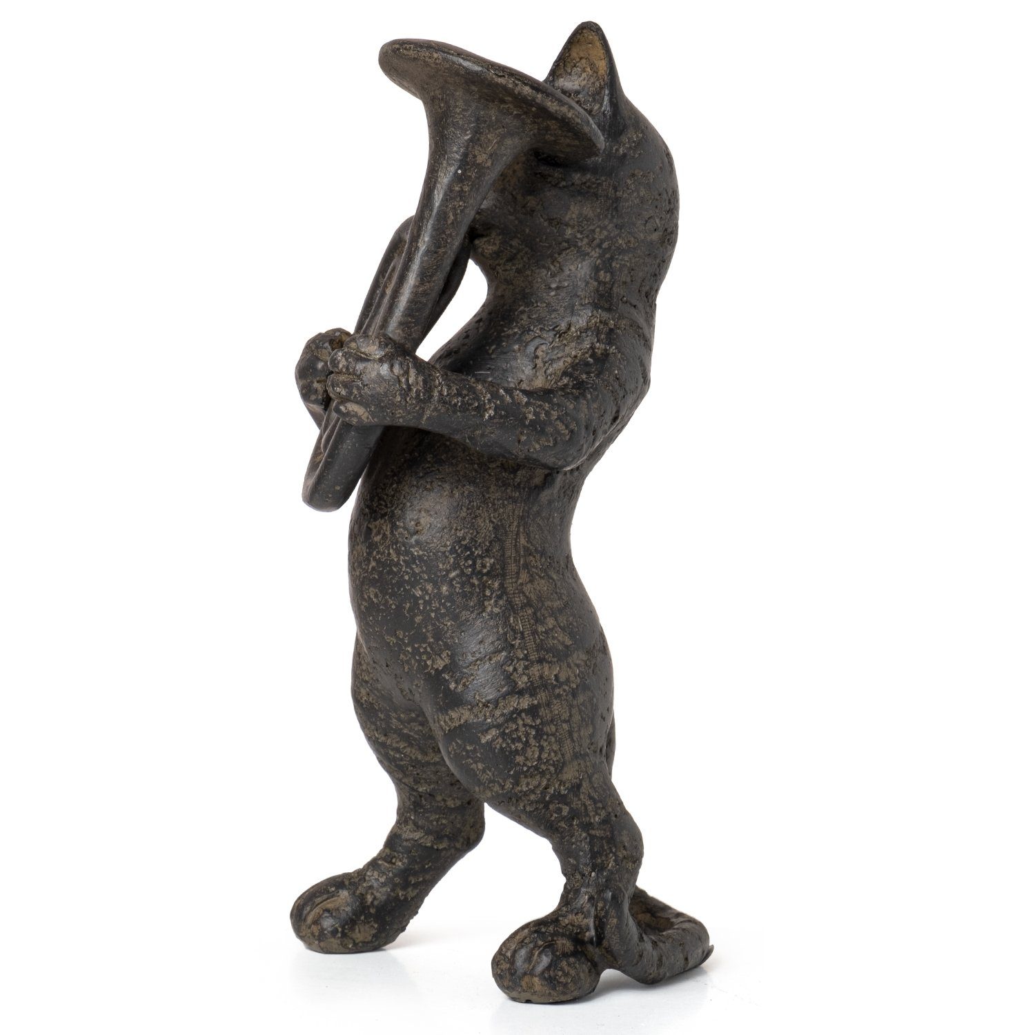 Katzen Kätzchen Instrument, Dekoration Baritone Figur Statue Gartenfigur Deko Figur Dekofigur Moritz Katze Skulptur mit Dekofigur