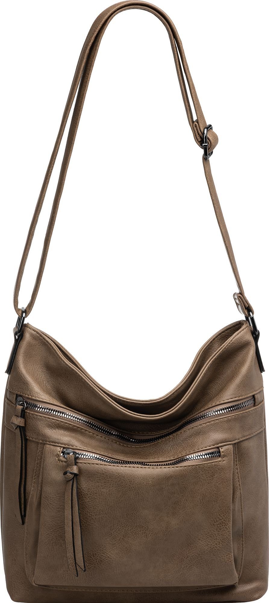 Caspar Umhängetasche TS1070 sportlich elegante mittelgroße Damen Crossbody Bag Umhängetasche khaki