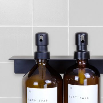 Natural Goods Berlin Seifenhalter KLEAN, Ø 2,8 cm, Spenderhalter, Seifenspenderhalter für das Badezimmer & 2 Pumpflaschen