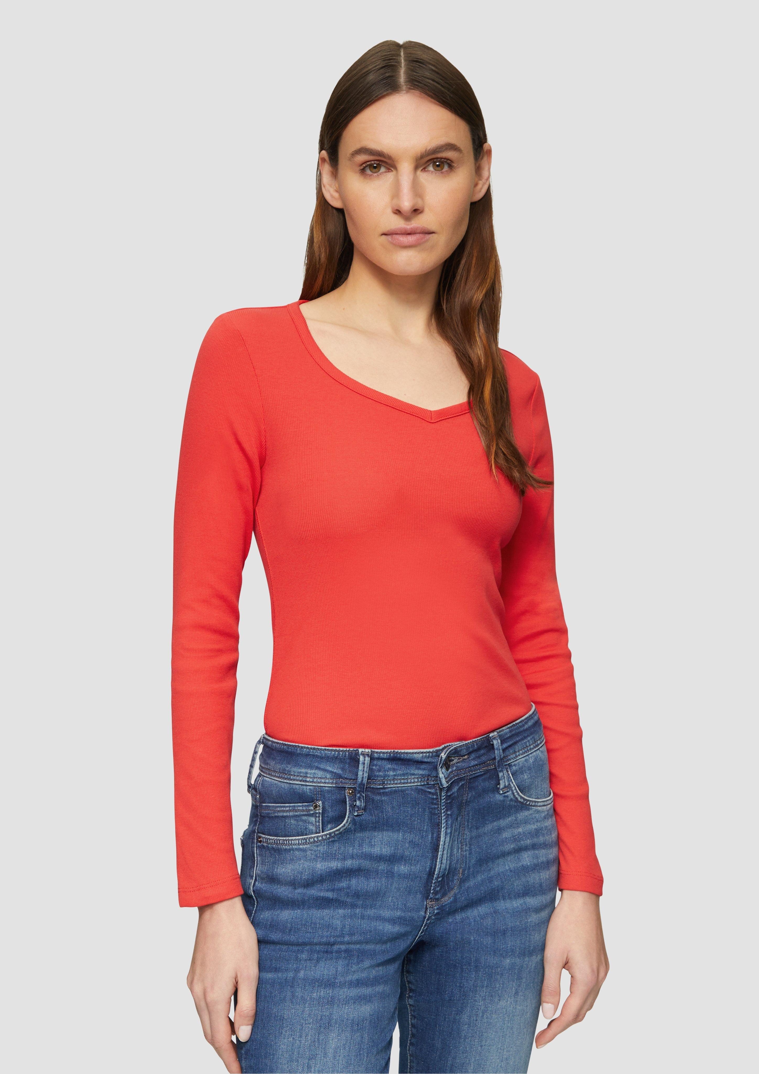 s.Oliver Langarmshirt Feines Jersey-Longsleeve mit Rippstruktur günstig online kaufen