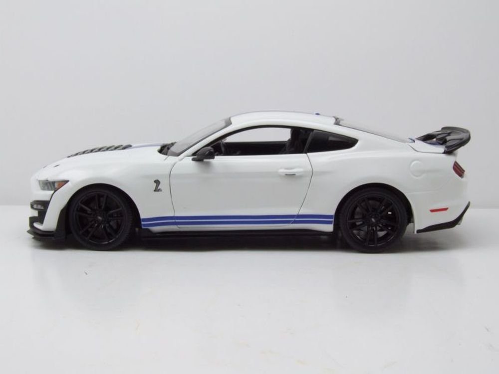 Maisto® Modellauto Ford Shelby Mustang GT500 2020 weiß blau, Maßstab 1:18