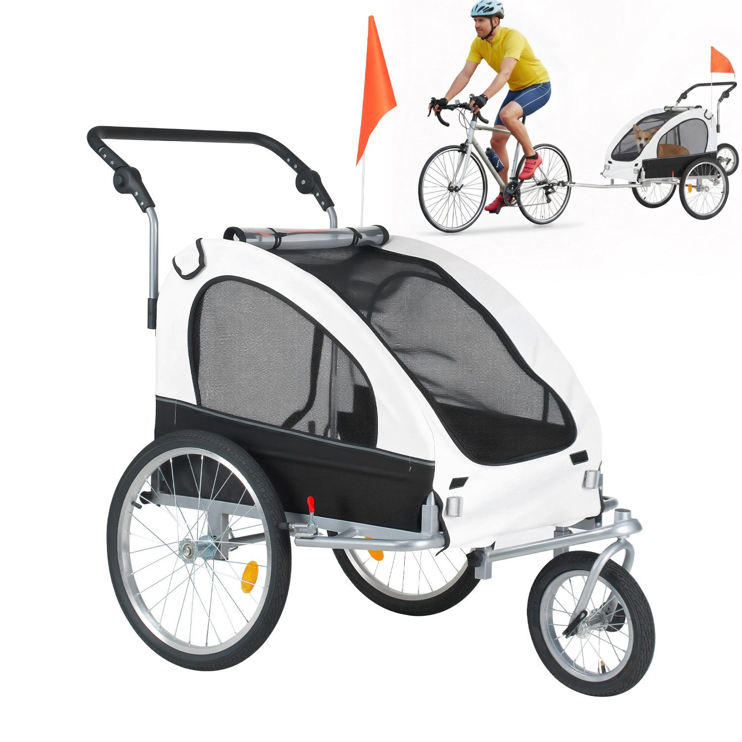 oyajia Fahrradhundeanhänger 3-in-1 Hundebuggy Jogger Fahrradanhänger