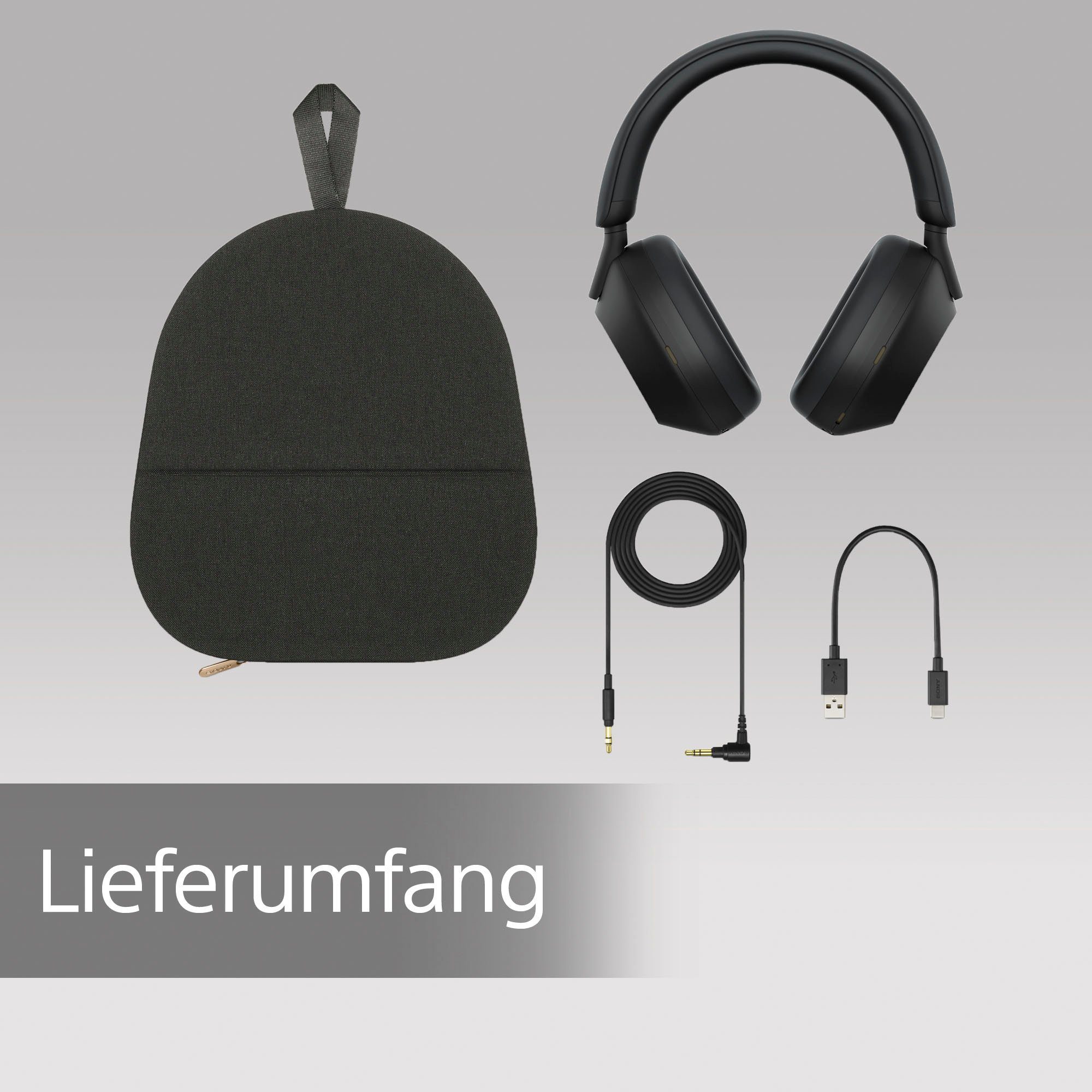 Schwarz Multi-Point-Verbindung, Kopfhörer (Freisprechfunktion, WH1000XM5 Sony Noise-Cancelling, kabelloser Hi-Res, Rauschunterdrückung, Sprachsteuerung)