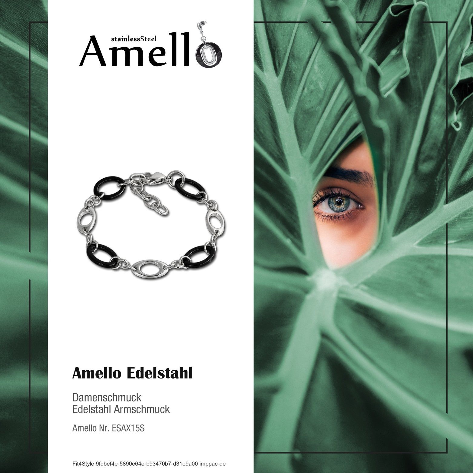 Amello Edelstahlarmband Edelstahl für Armband Damen Kegel Armbänder silber schwarz Steel) (Armband), (Stainless Amello