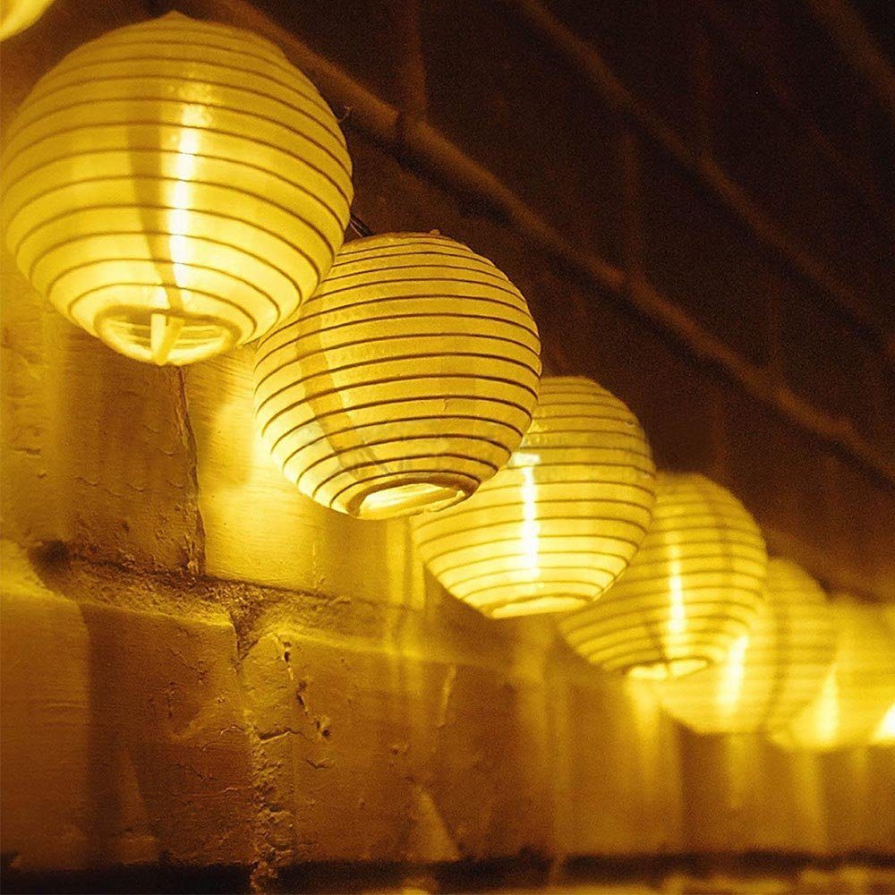 MUPOO LED-Lichterkette LED Laterne 3M Weißes/Farbigen IP44 Streifen, LED für Lampions Fenster Lichterkette,Warmweißes Batteri,2 Dekor Wasser 20LEDs Modi