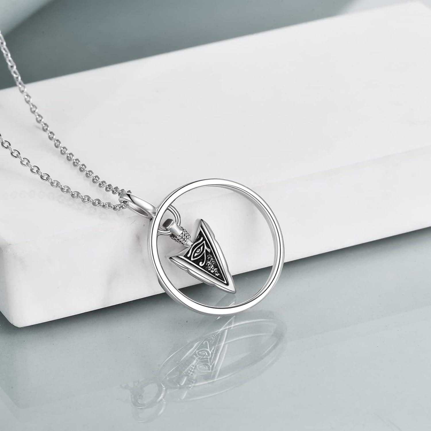 LuxusKollektion Kette und Anhänger Set Halskette Sterling Silber Keltischer Knoten Kreuz Vegvisir Odins Speer