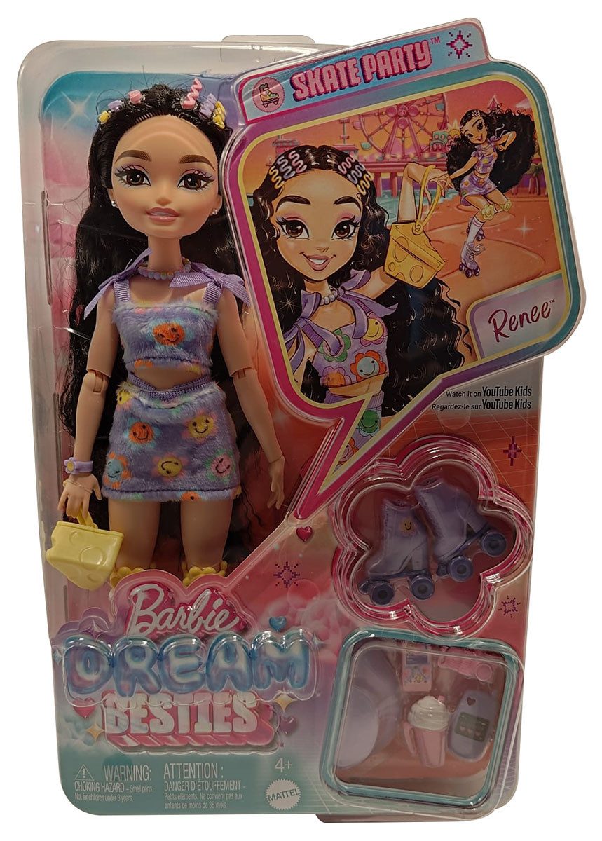 Barbie Stehpuppe Barbie Dream Besties - Puppe mit schwarzen Haaren Rollschuhen Handy