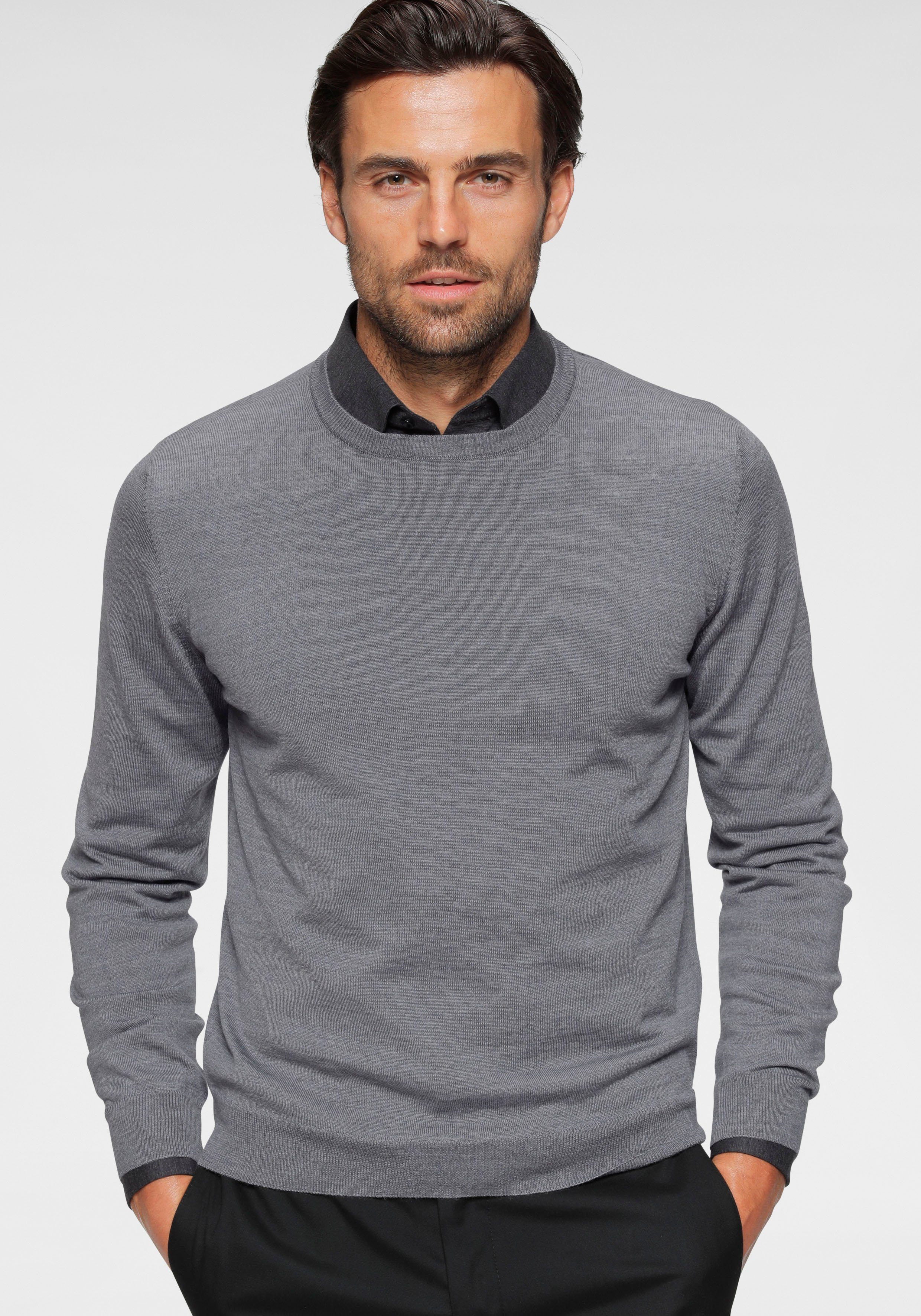 OLYMP Rundhalspullover OLYMP Strick Casual moderner günstig online kaufen