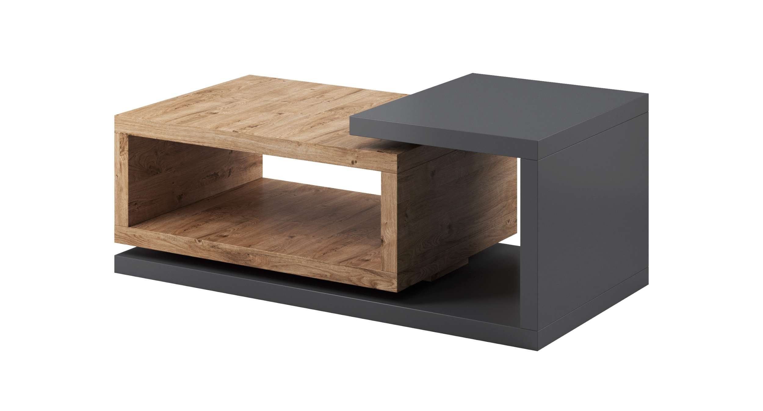Stylefy Couchtisch Monstera (Wohzimmertisch, Beistelltisch), Stauraum unter Tischplatte, aus Holzwerkstoff, Modern Design Anthrazit - Ribbeck Eiche