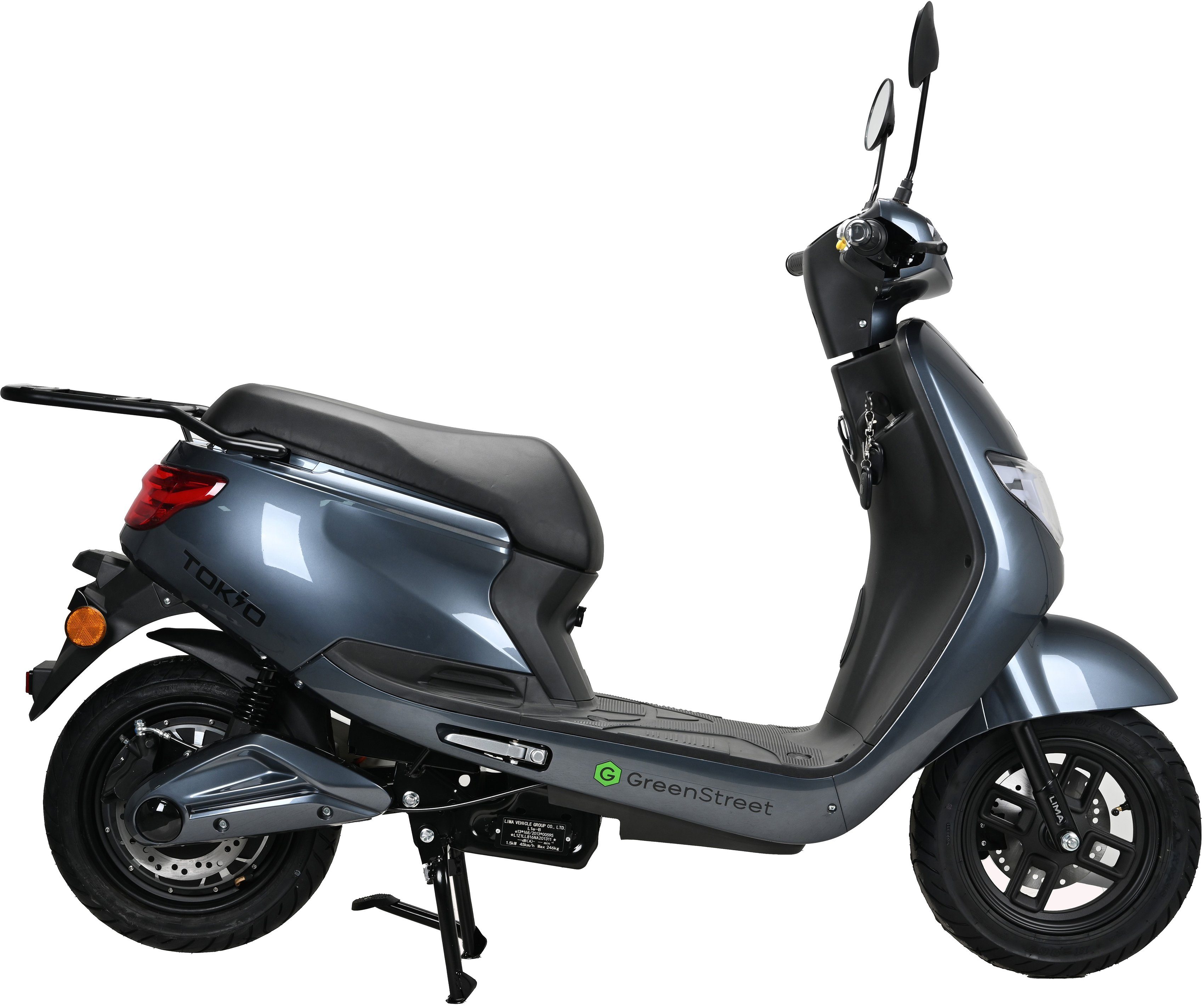 1500 W, grau GreenStreet E-Mofaroller 25 km/h Tokio