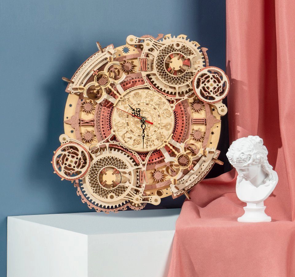 Puzzle Robotime Zodiac Wanduhr & Kalender Mechanisches Holzpuzzle