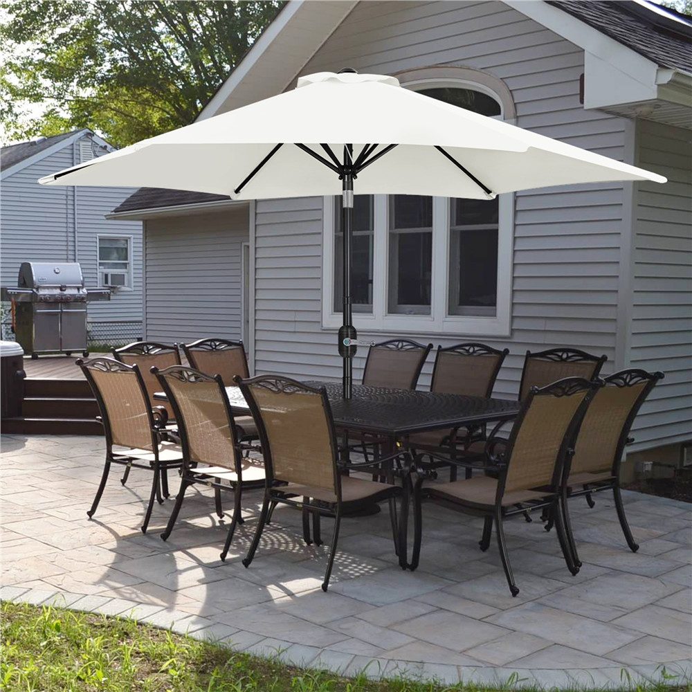 Yaheetech Sonnenschirm Φ 226/269/294 cm, Garten- und Marktschirm mit 6 Metallstreben für Balkon/Terrasse/Garten