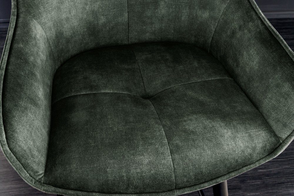 riess-ambiente Barhocker EUPHORIA dunkelgrün/schwarz – Samt, Metall-Beine, mit Lehne (Einzelartikel, 1 St), bequeme Polsterung mit Fußablage – ideal für Bar ode – Bild 3 von 5