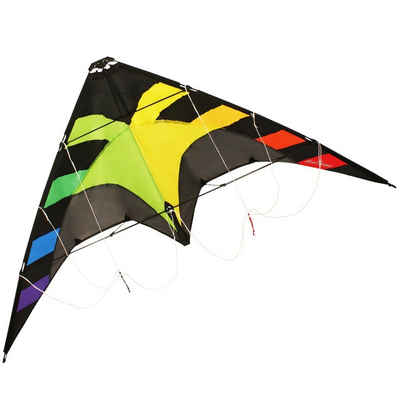 CiM Flug-Drache SPIDER rainbow, 145x75cm der Allround-Lenkdrachen inkl. Lenkschnüre