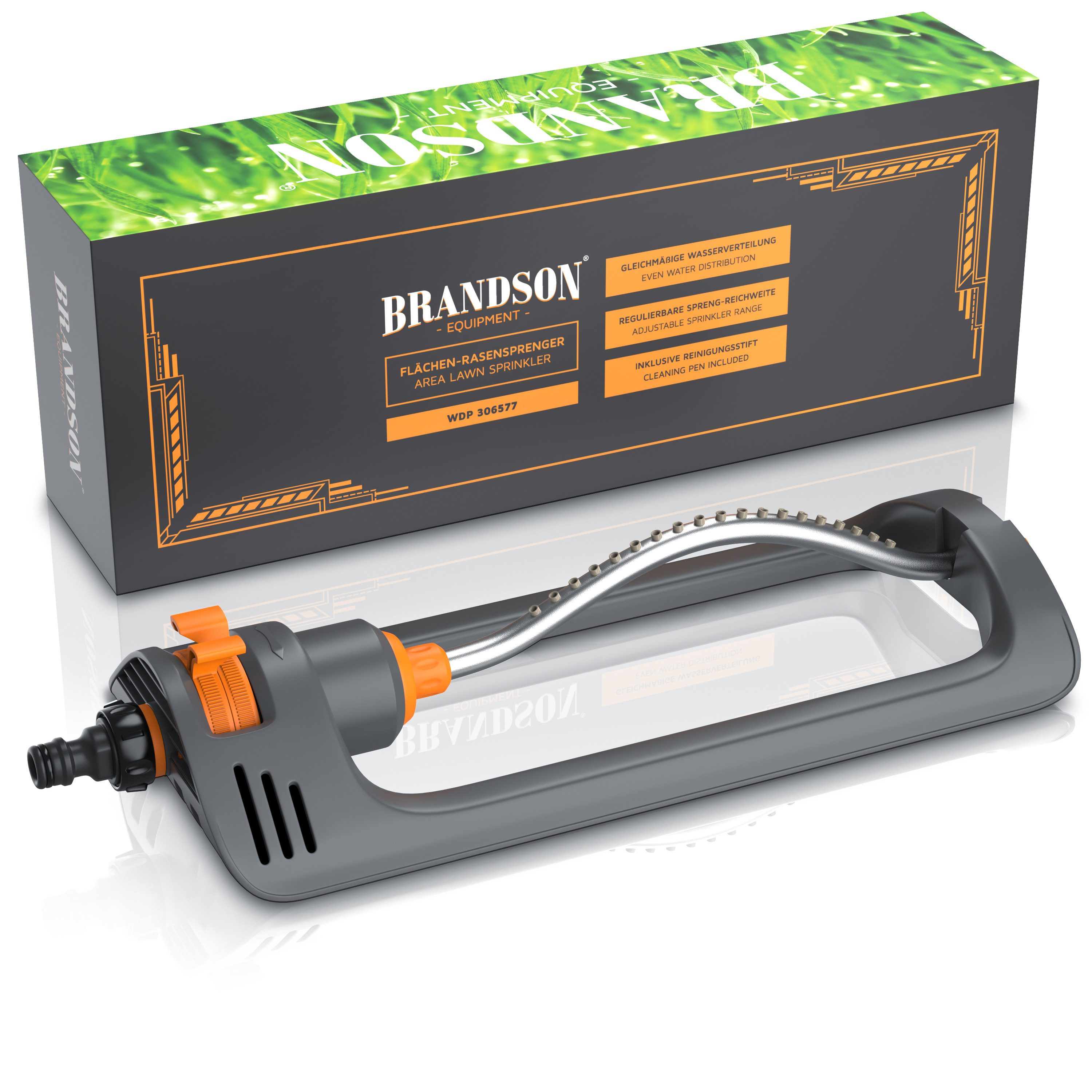 Brandson Viereckregner Garten Rasensprenger, Vierecksprenger, Oszillations-Regner, Sprinkler, für Flächen bis 153 m², (1-St), Rasen Bewässerung, Reichweite bis zu 14 m Ø