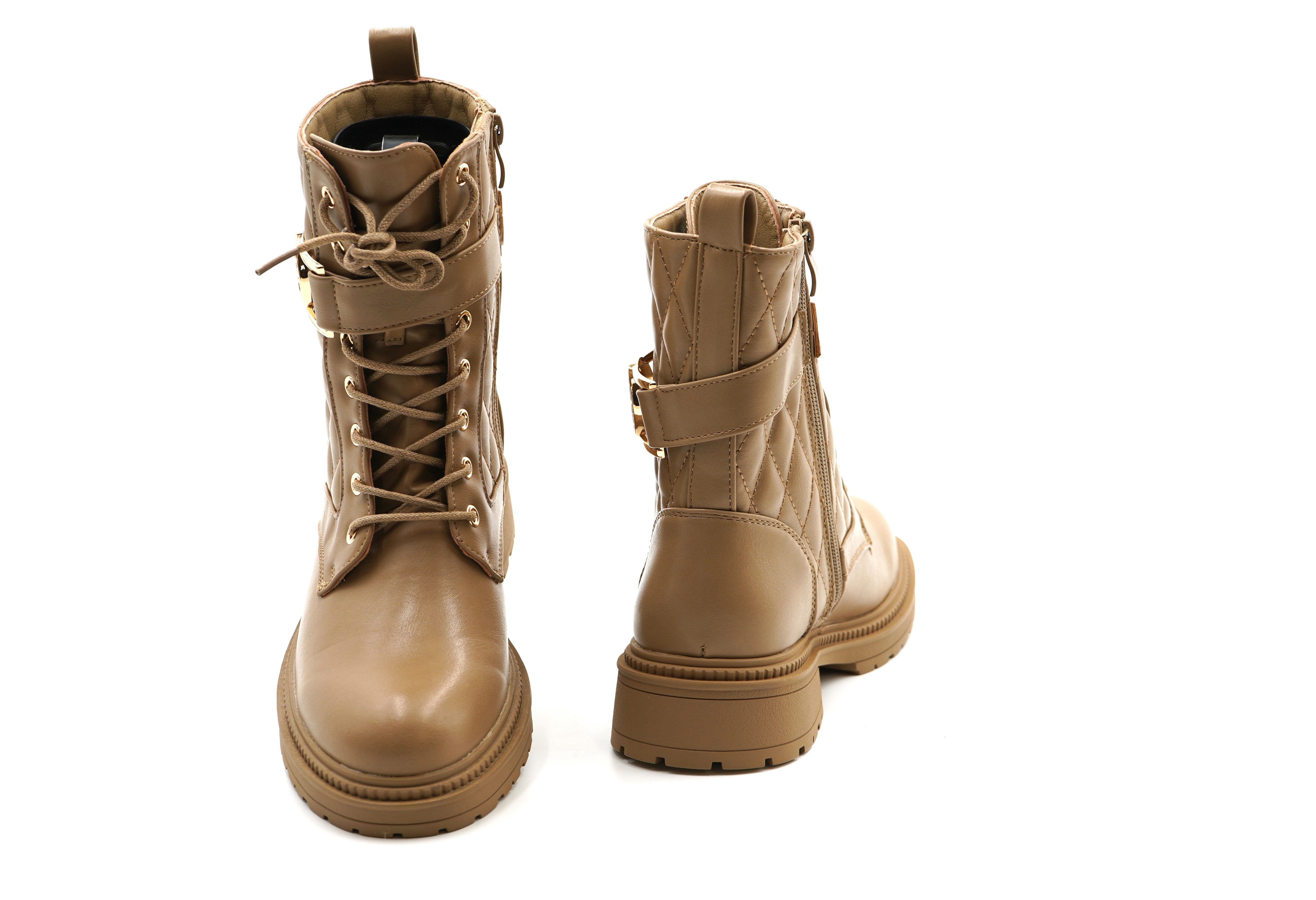 Sonderpostendiscount Damen Boots Stiefletten SU767T Taupe Bootsschuh Seitlicher Reissverschluss