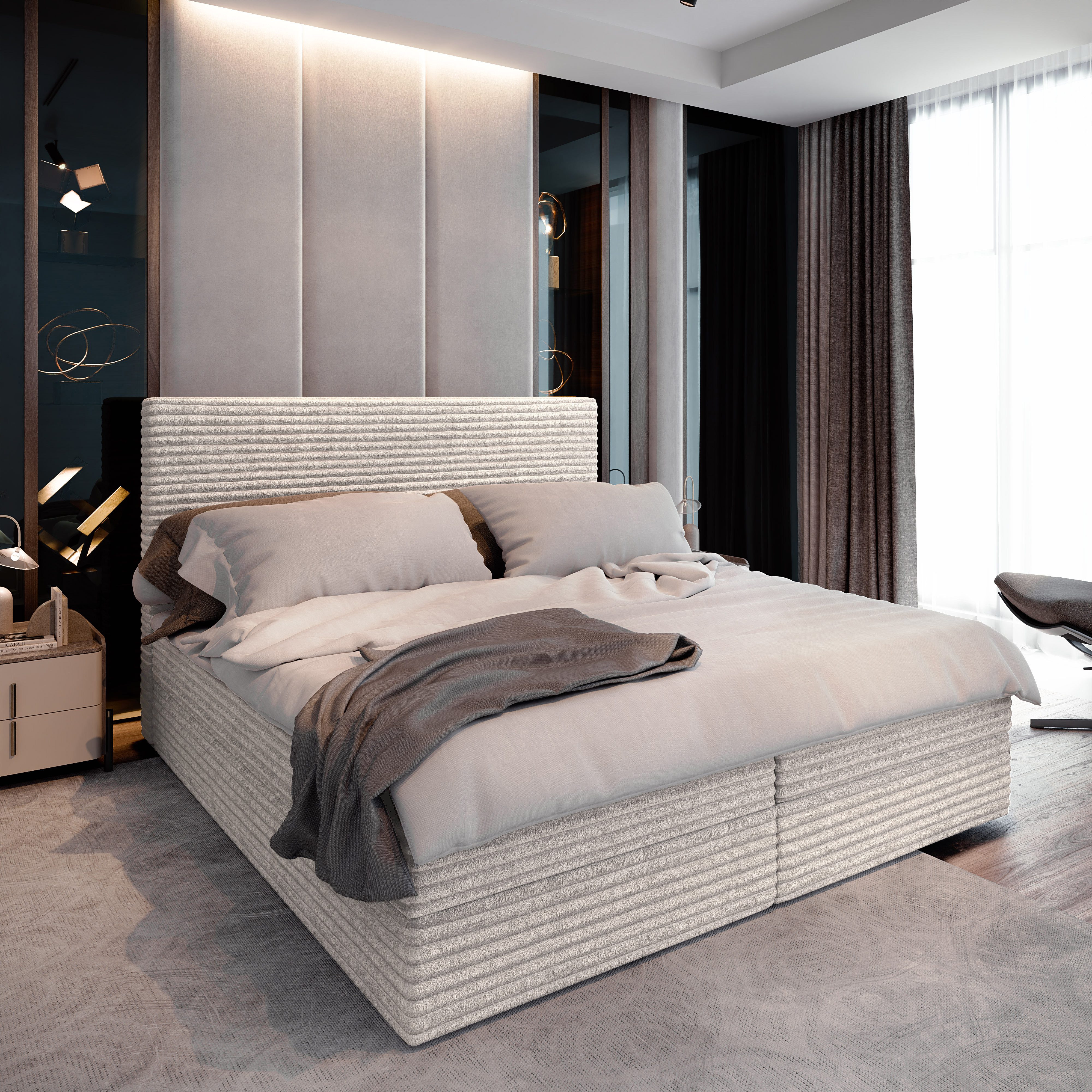 Masseno Boxbett PISA 160x200 cm mit Bonell Matratze und Цилиндр
