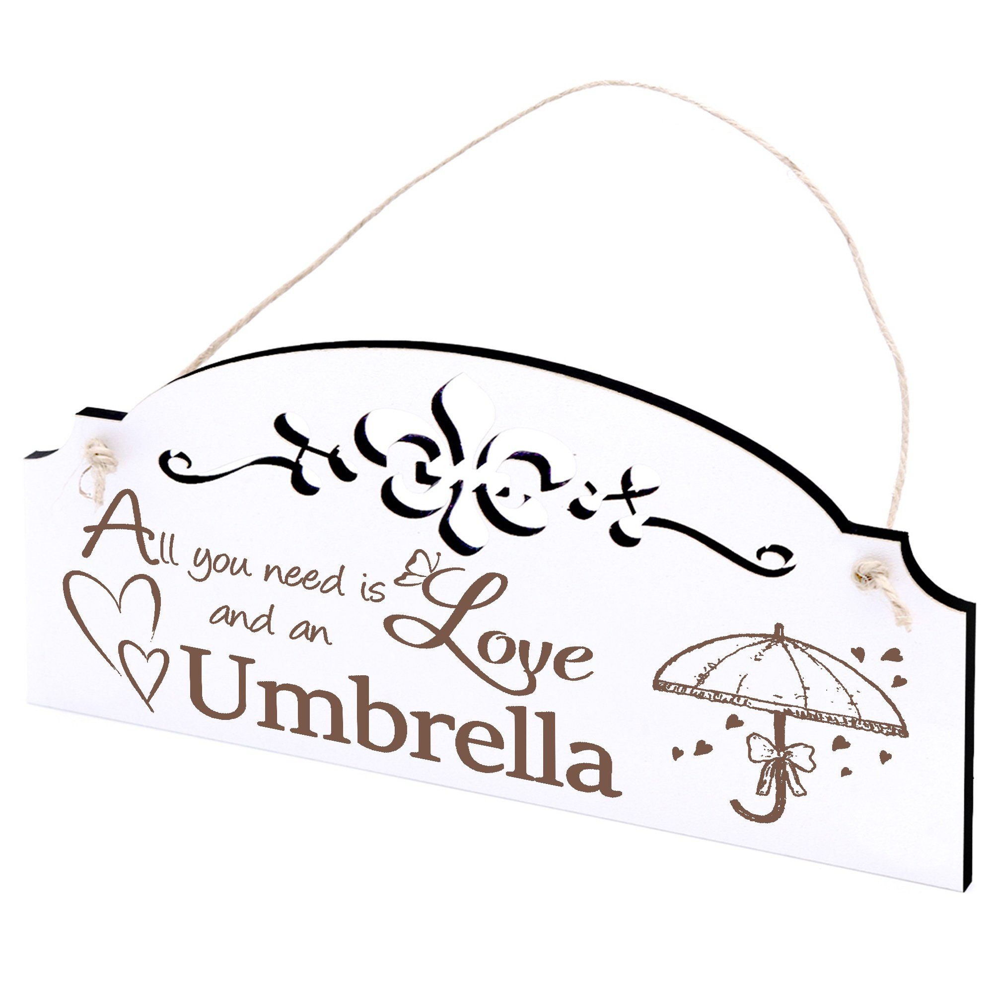 Dekolando Hängedekoration Regenschirm mit Herzen Deko 20x10cm All you need is Love
