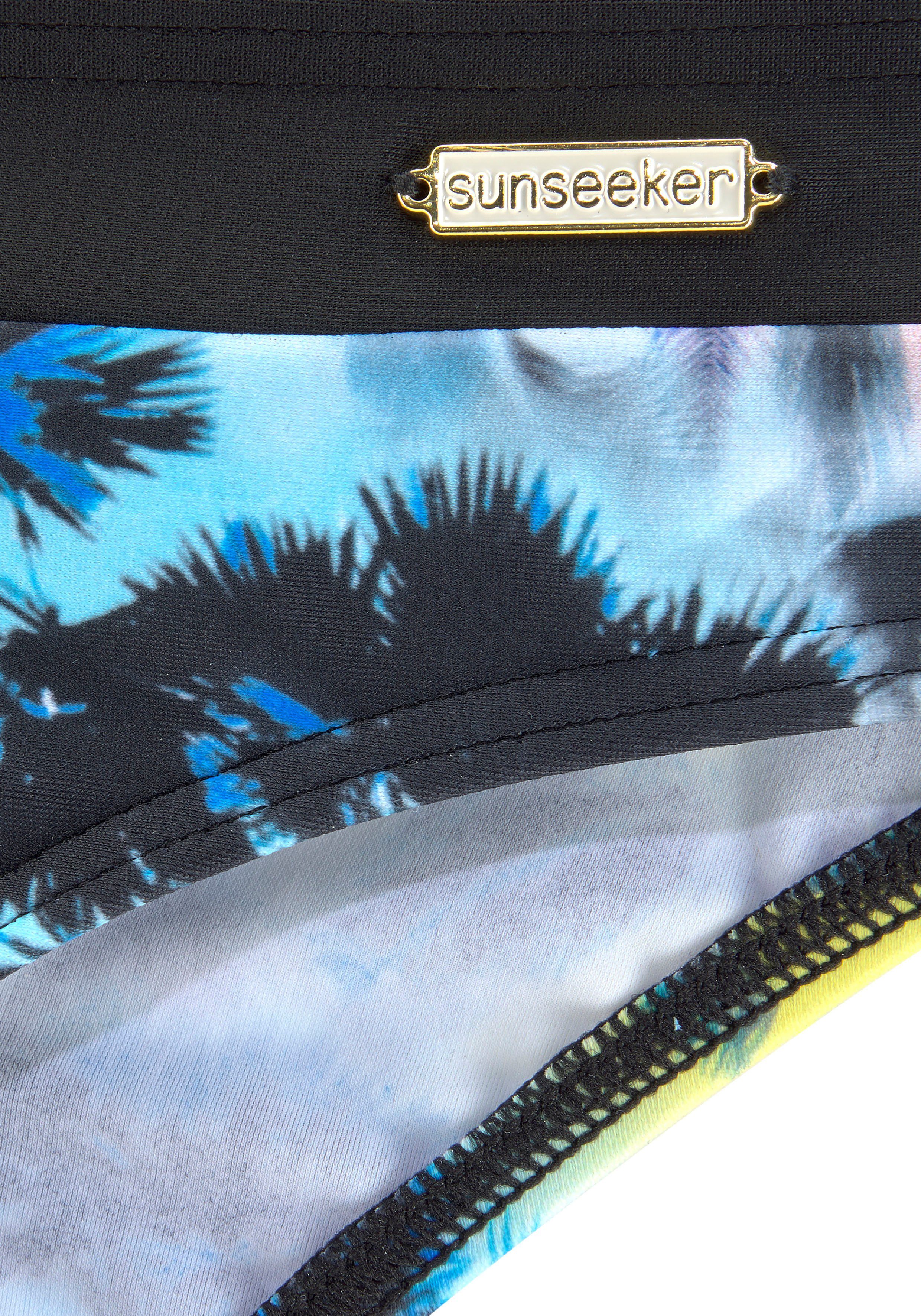 Sunseeker Bustier-Bikini Palmendruck mit schwarz-türkis