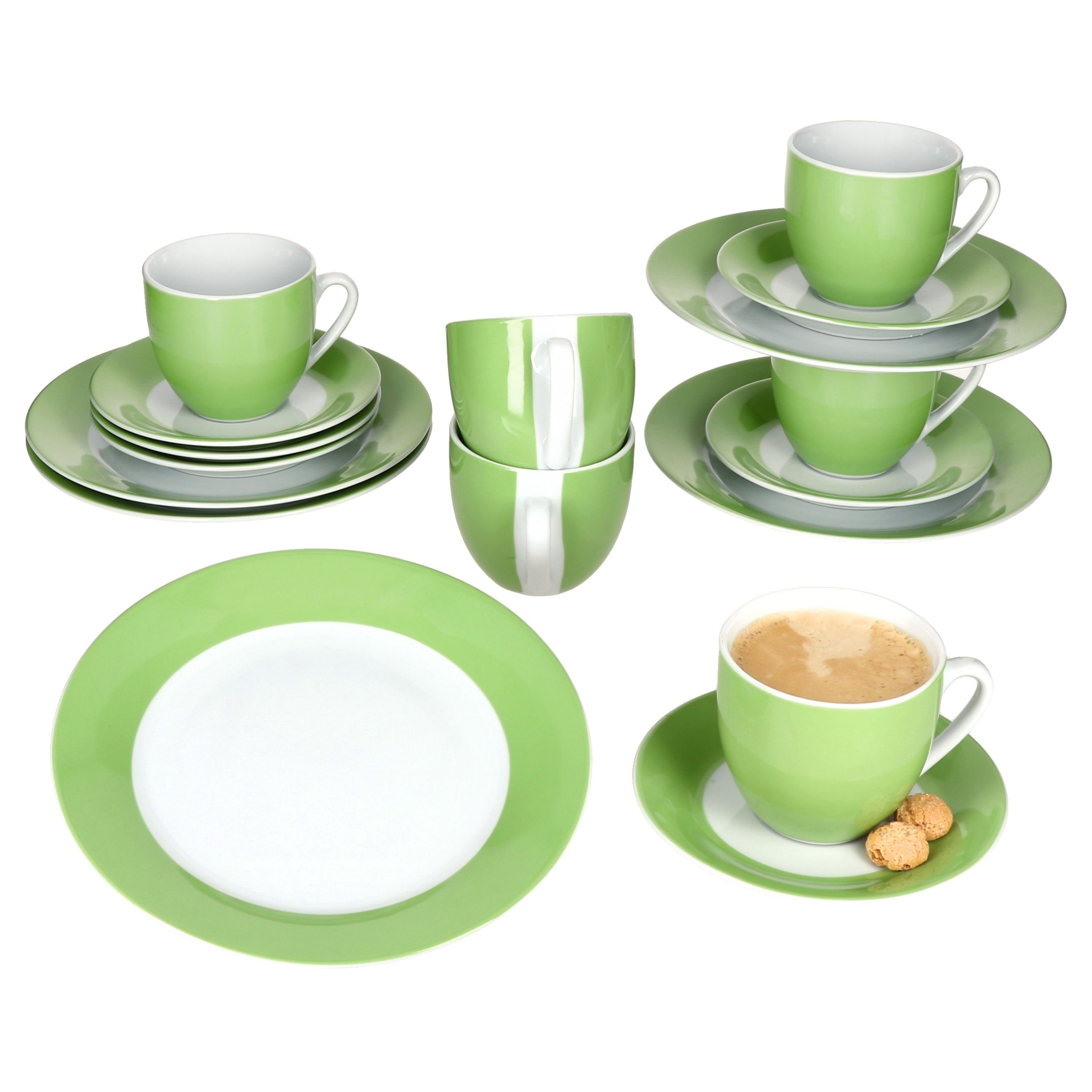 MamboCat Kaffeeservice 18tlg Kaffeeservice Variant Grün Porzellan 6 Personen, Porzellan