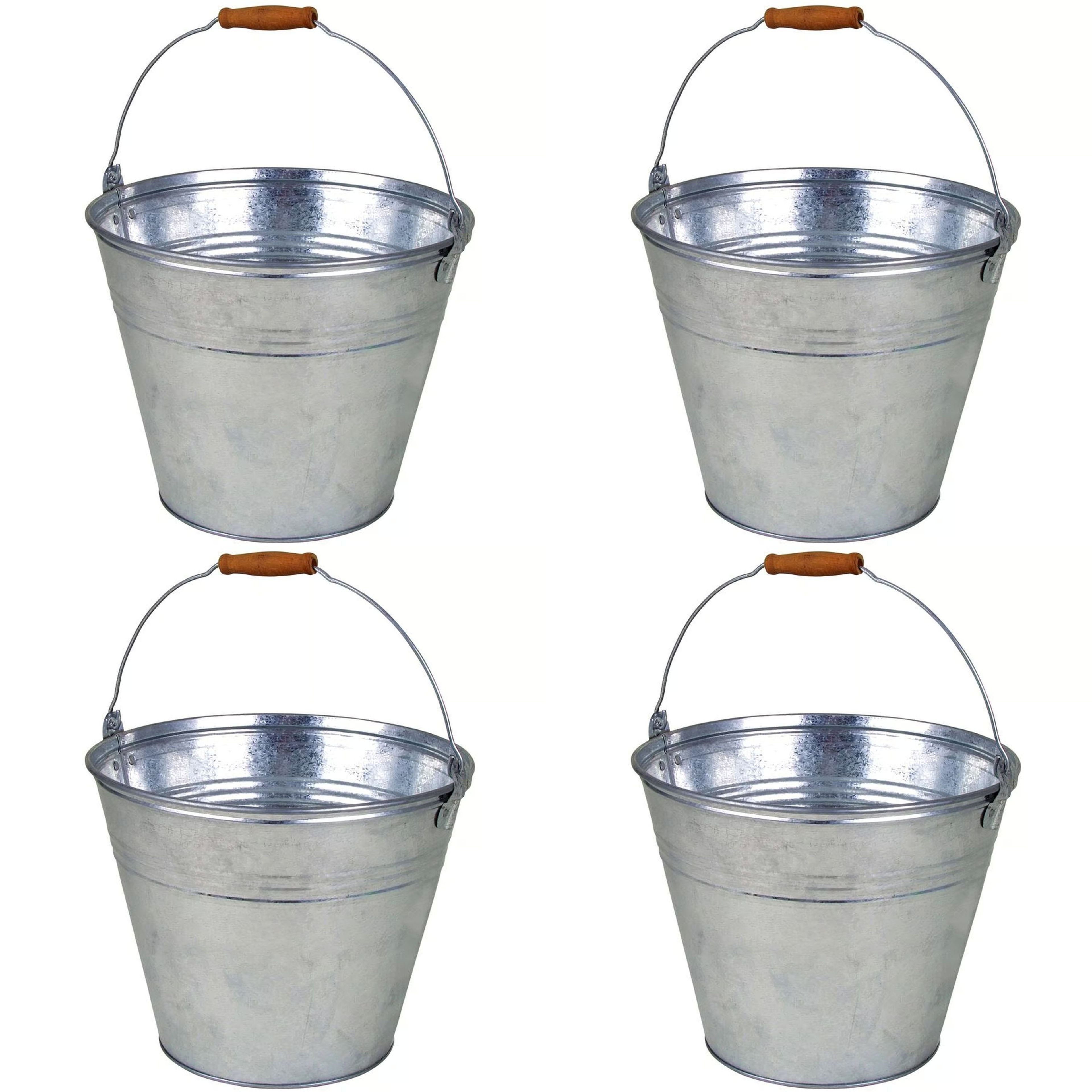 Eiseimer Zinkeimer Metalleimer 10 Liter 27 x 25 cm Bierkühler mit Holzgriff