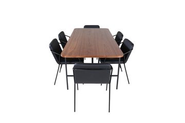 ebuy24 Essgruppe UnoWA Essgruppe Esstisch Nussbaum dekor und 6 Tvis, (7-tlg)