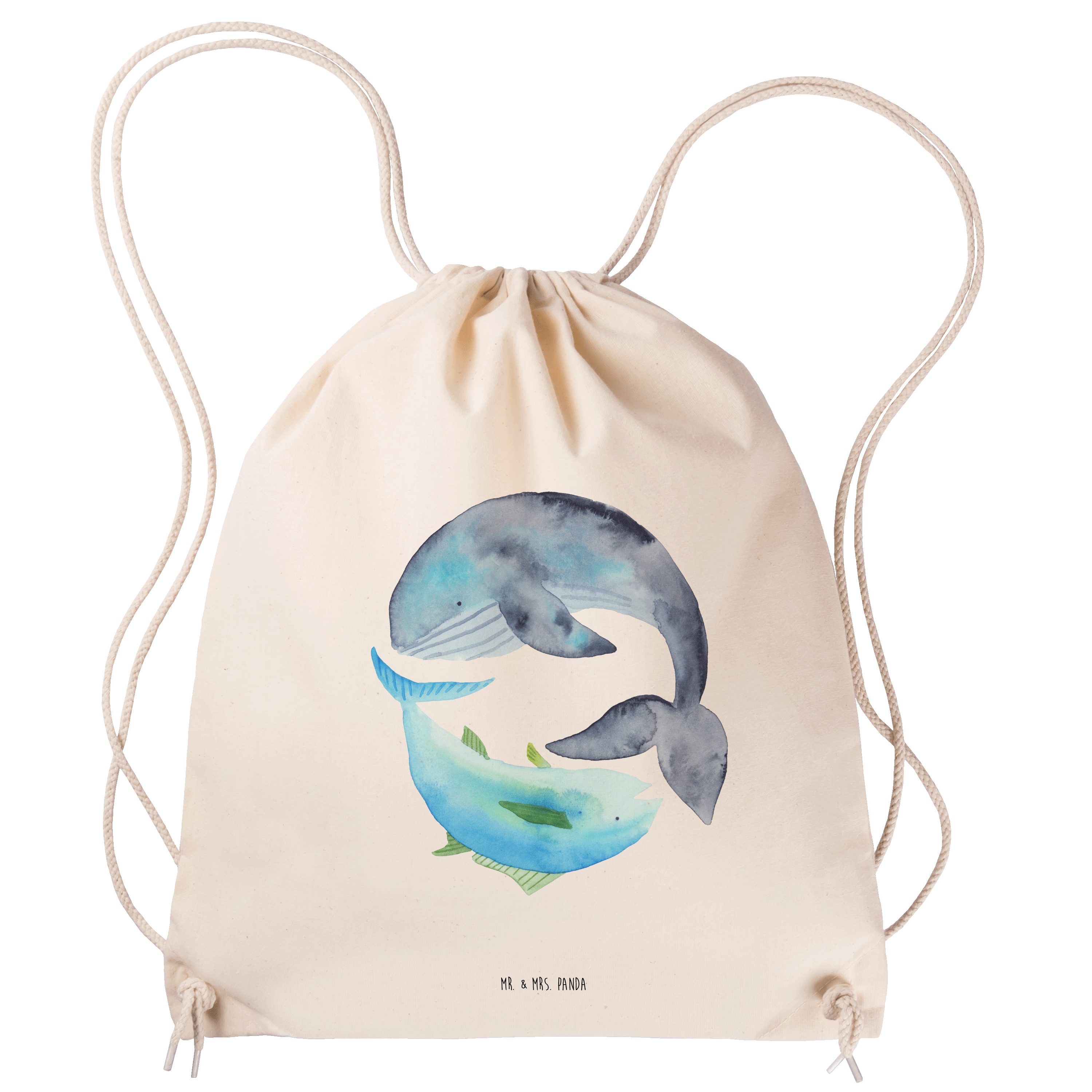 Mr. & Mrs. Panda Sporttasche Walfisch & Thunfisch - Transparent - Geschenk, Tiermotive, Tasche, Wo (1-tlg) | Canvas-Taschen