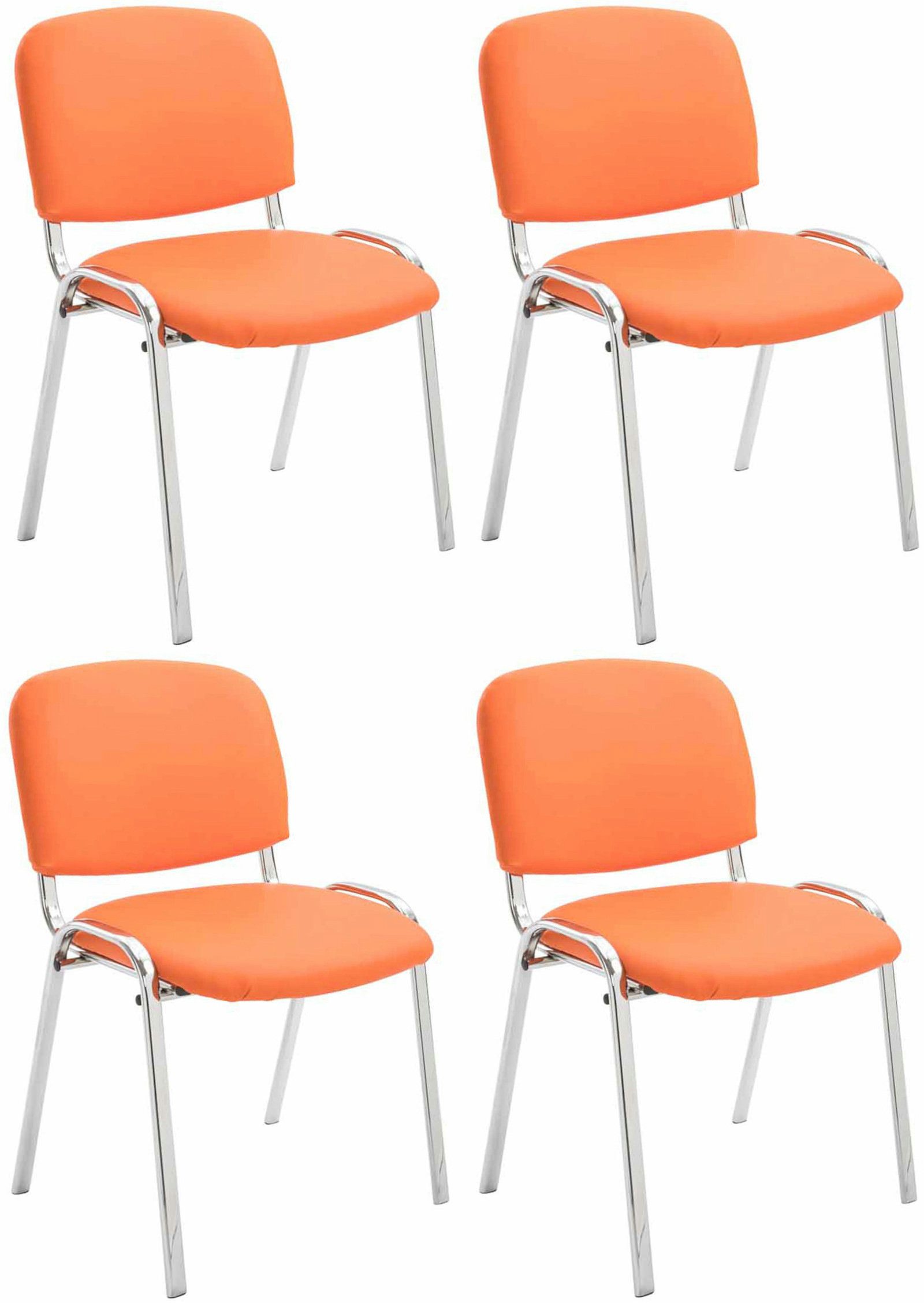 CLP Besucherstuhl Ken Chrom Kunstleder (4er Set), Gepolsterter Sitz