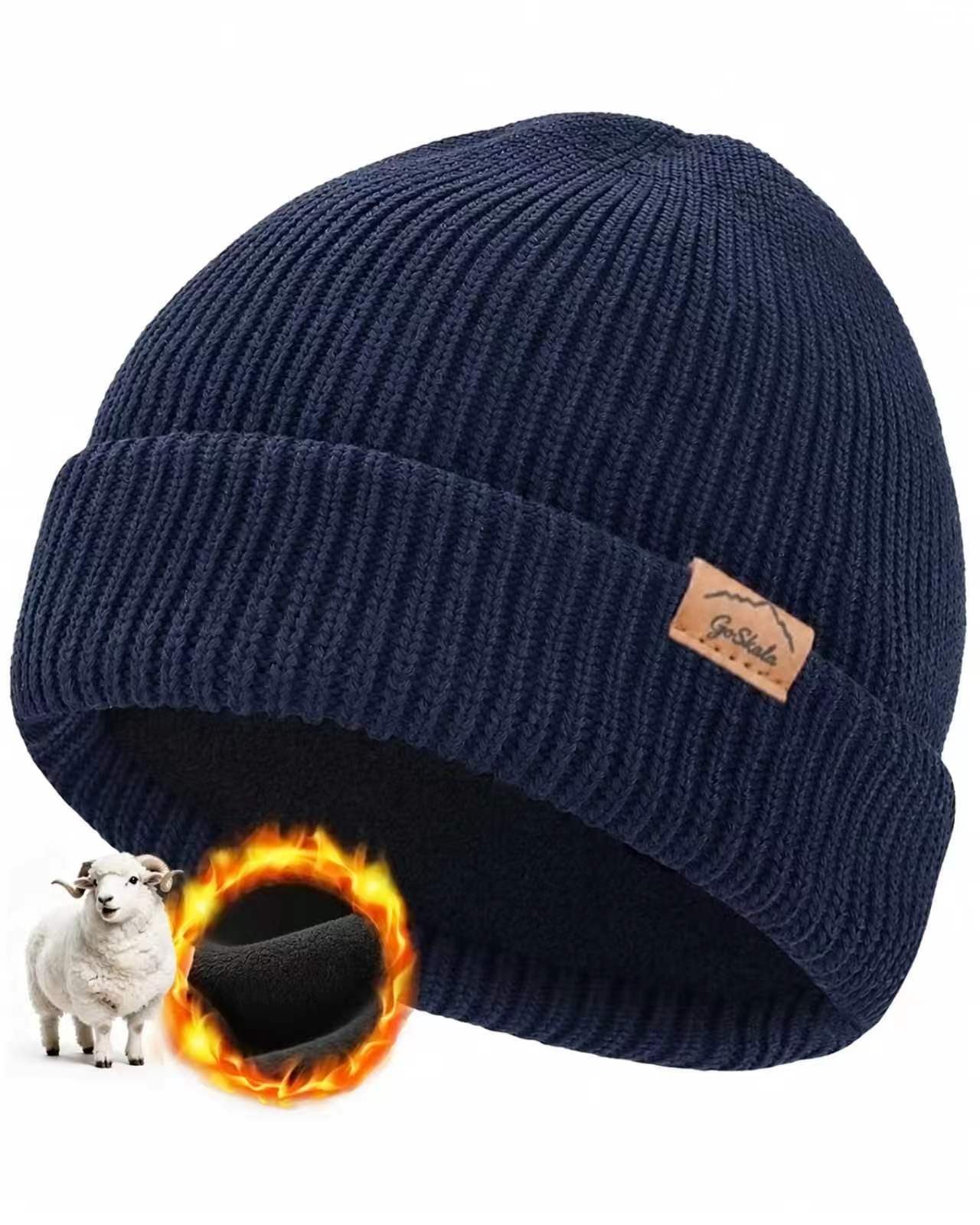 GoSkala Fleecemütze Merino Mütze Herren Damen Warme Wintermütze Strickmützen Winter Beanie Wärmend, hautfreundlich, antistatisch