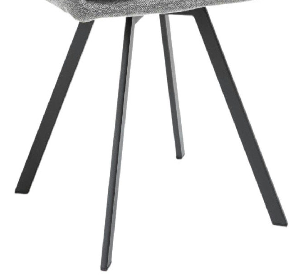 Drehbarkeit /schwarz Junado® Stoffbezug Metallgestell, Lukas, Grau, Grad in grau 360 Armlehnstuhl schwarzes um