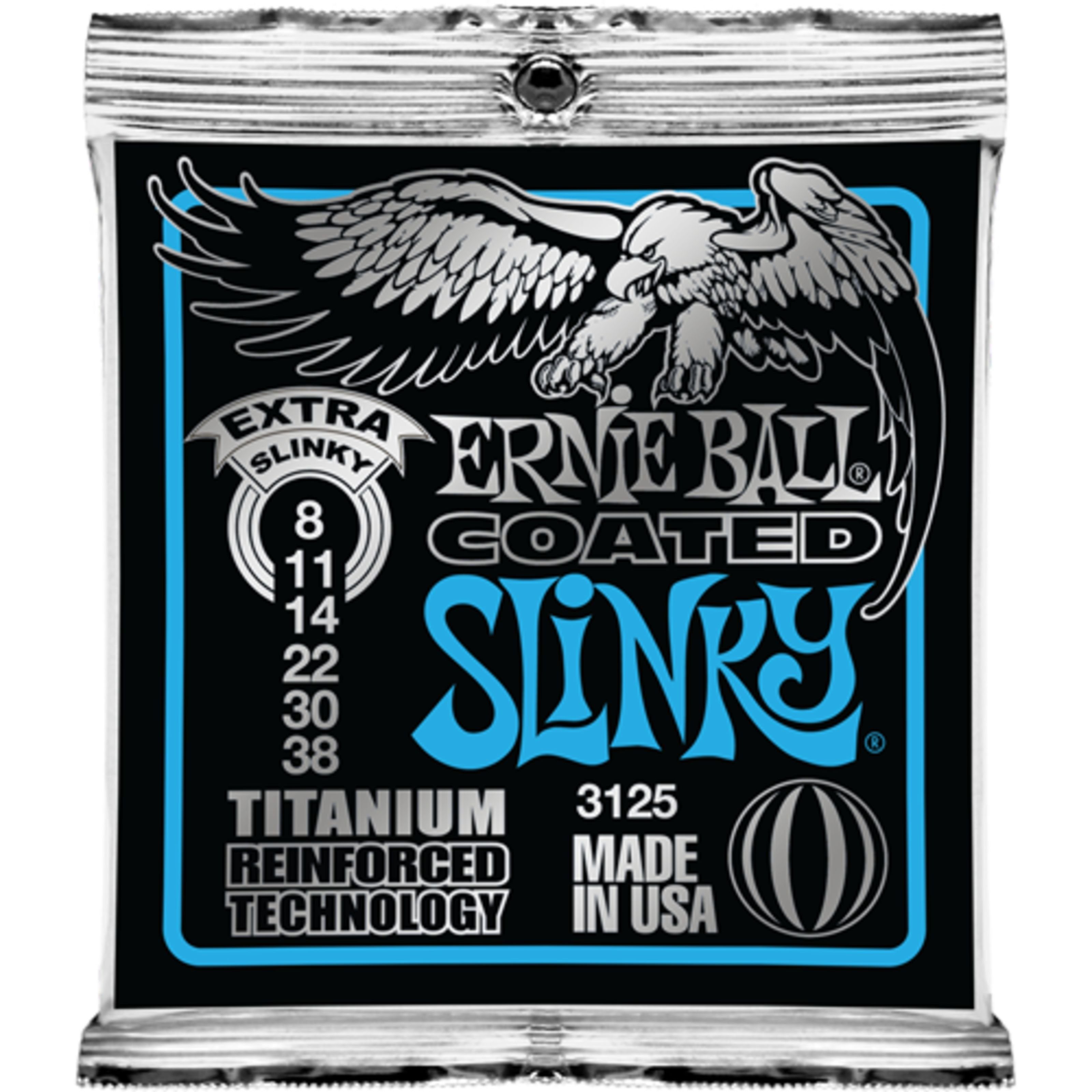Ernie Ball Saiten, (EB3125 8-38 Coated Titanium RPS Extra Slinky), EB3125 8-38 Coated Titanium RPS Extra Slinky - E-Gitarrensaiten