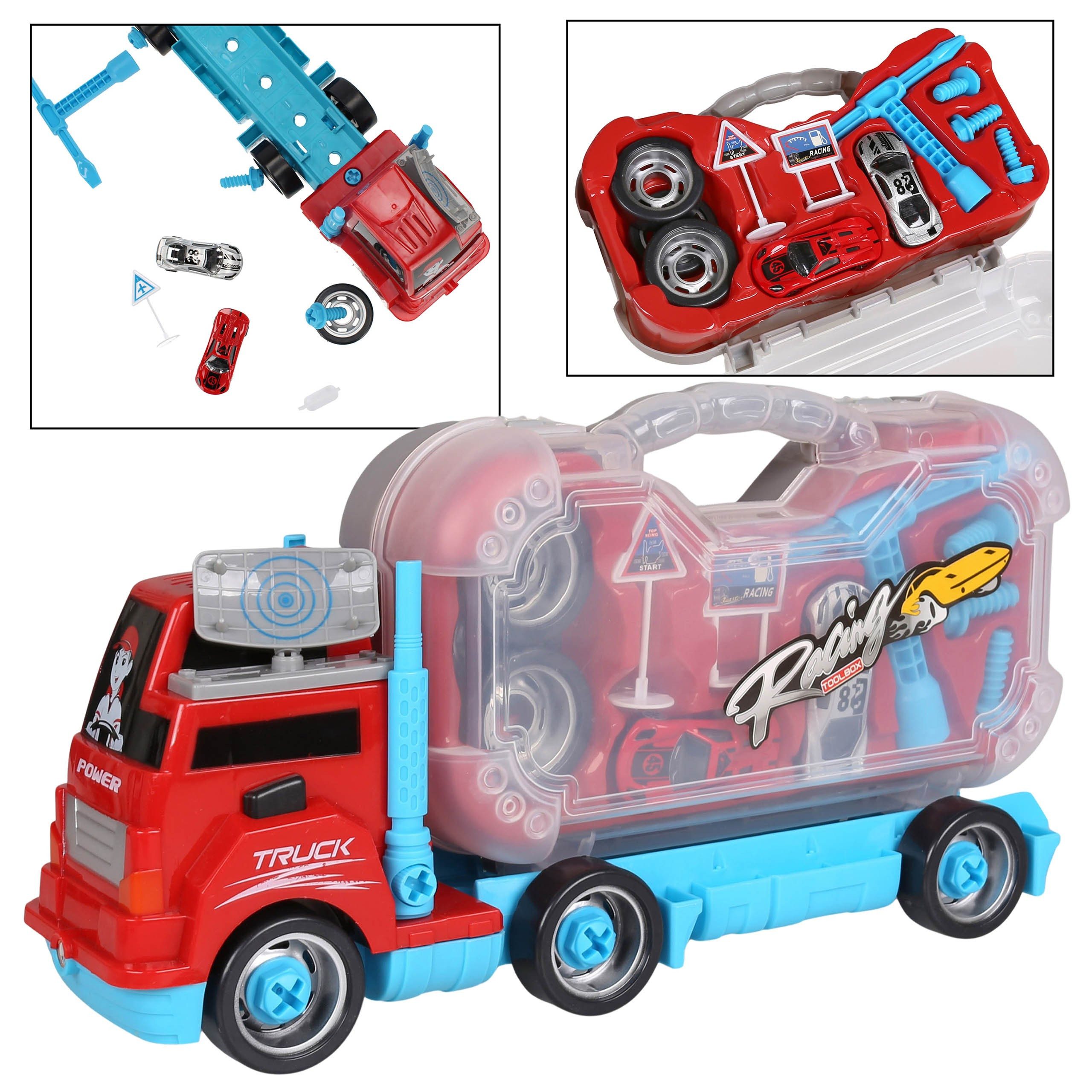 Sarcia.eu Spielzeug-LKW Set zur Selbstmontage, roter LKW 3+ MEGA CREATIVE