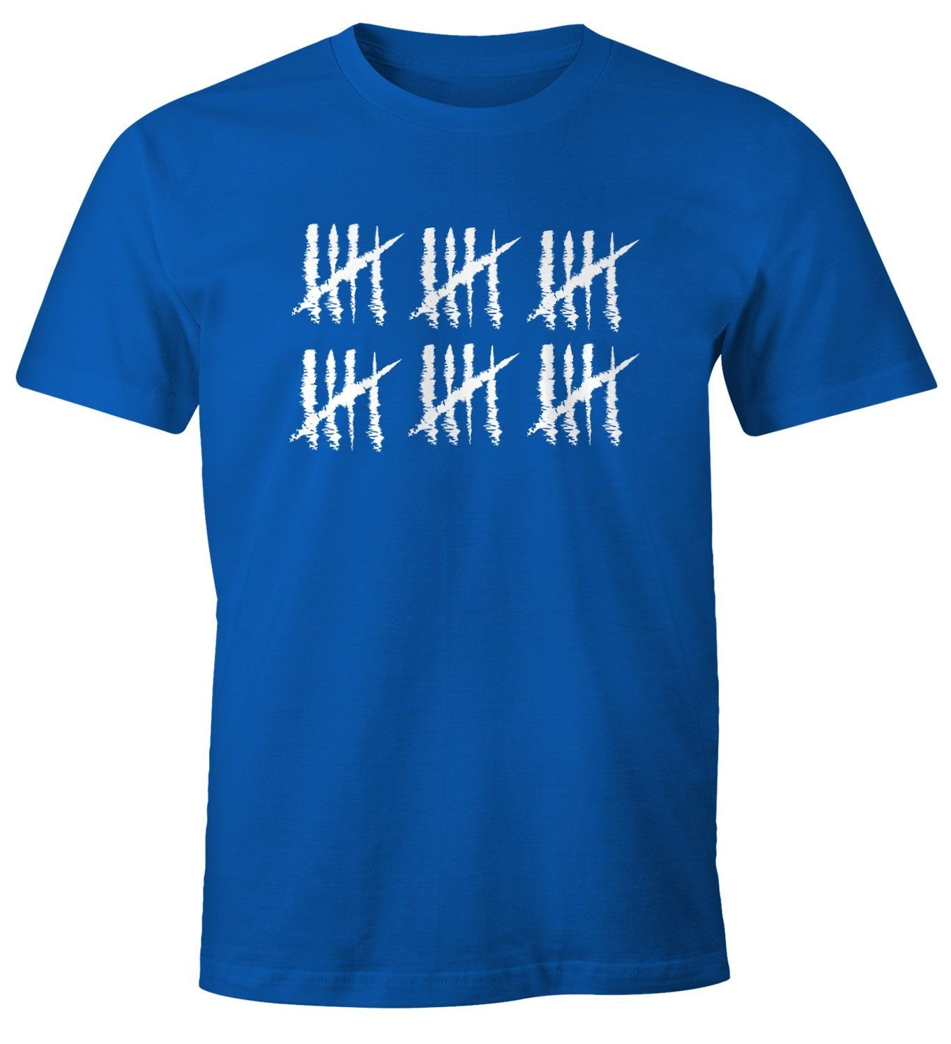 MoonWorks Print-Shirt Herren T-Shirt Striche Object] [object Fun-Shirt Geburtstag Geschenk Strichliste Moonworks® Alter Print Jahrgang blau mit Jubiläum 30