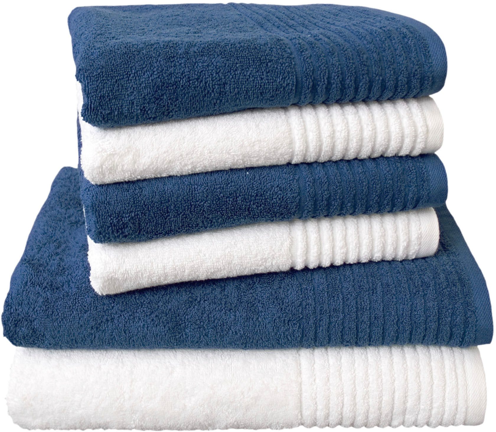 Dyckhoff Handtuch Set Brillant, Walkfrottee (Set, 6-St), mit Streifenbordüre;4 Handtücher (50x100cm), 2 Duschtücher (70x140cm)