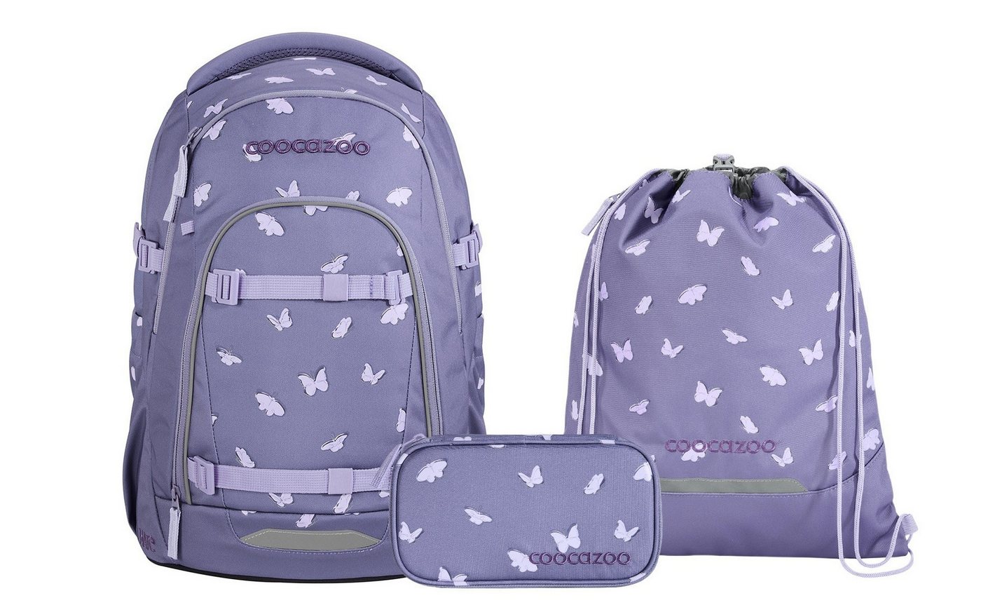 coocazoo Schulranzen Schulrucksack-Set MATE Reflective Wings 3-teilig (3-teilig), ergonomisch, Körpergröße: 135 - 180 cm, Easy-Grow-System