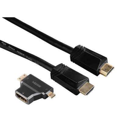 Hama High Speed HDMI™-Kabel Stecker-Stecker Ethernet 1,5m+HDMI™-Adapter HDMI-Kabel, HDMI, (150 cm)