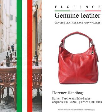 FLORENCE Beuteltasche Florence Damen Beuteltasche rot (Beuteltasche), Damen Leder Beuteltasche, Shopper, rot ca. 35cm