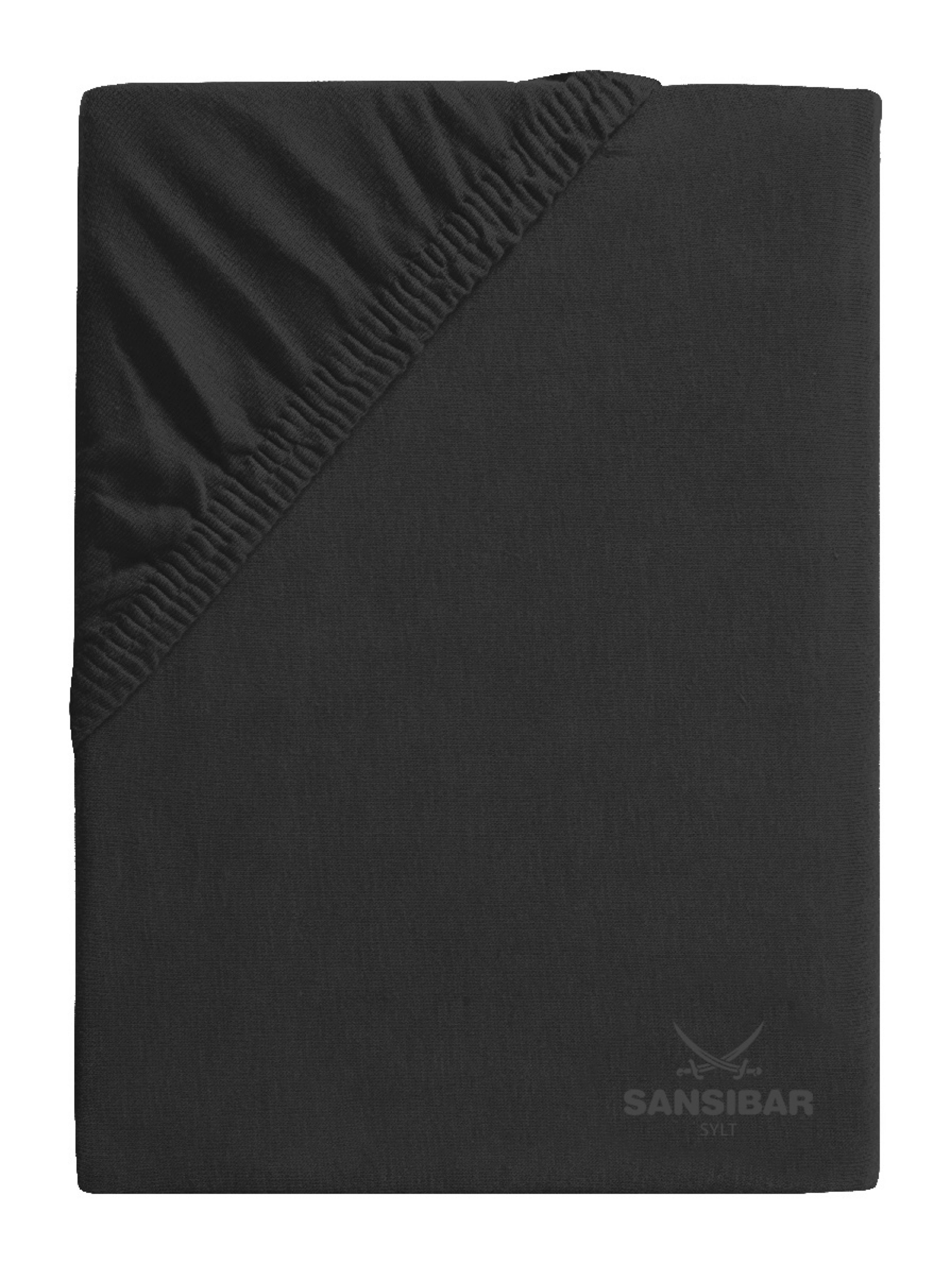 Sansibar Sylt Spannbettlaken Spannbettlaken "Sansibar Jersey Bettlaken“ Premium Qualität, Gummizug: rundum, mit hochwertigem Sansibar Logo-Druck, Fähnchen am Steg, Rundumgummizug