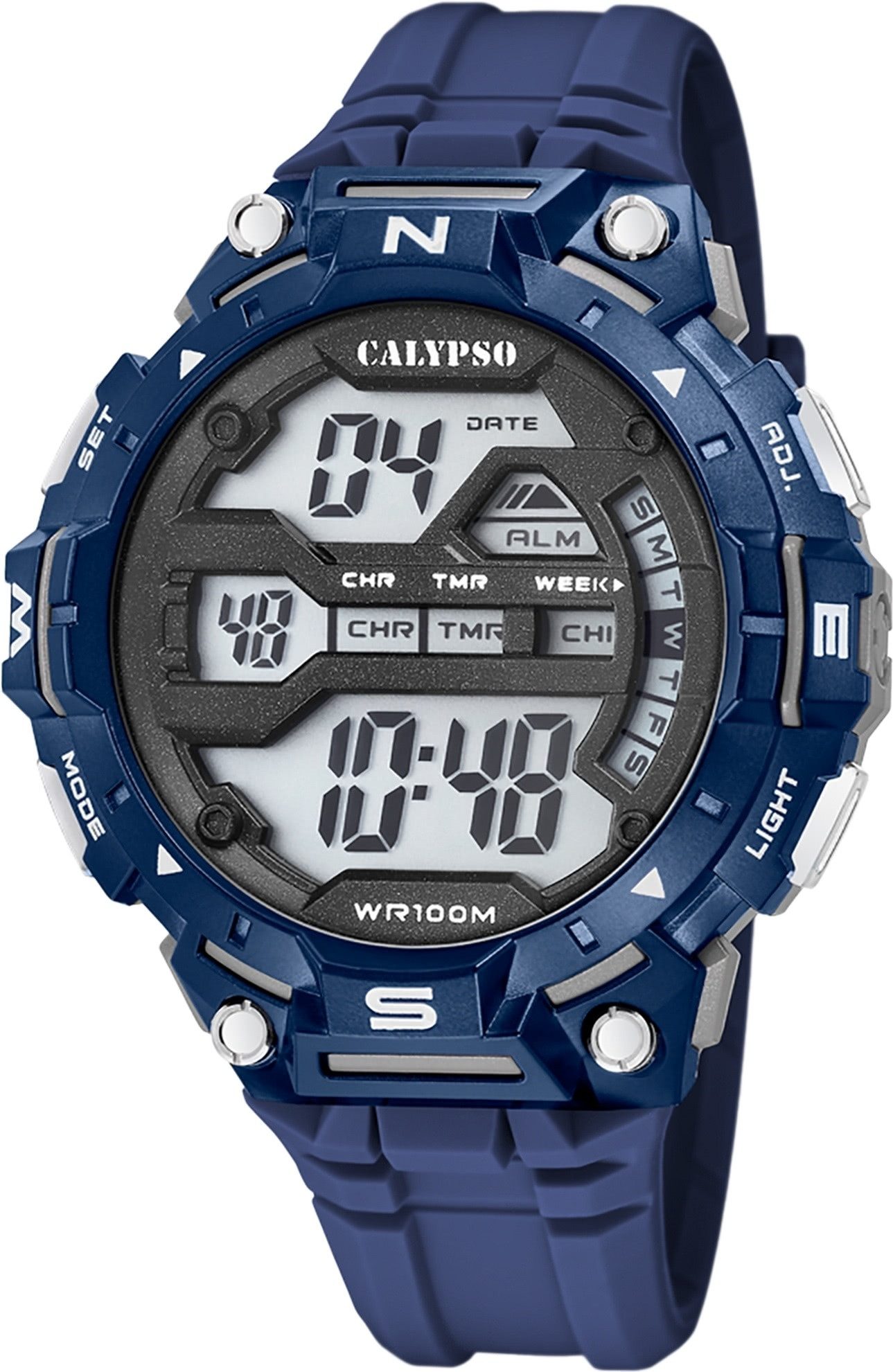 CALYPSO WATCHES Digitaluhr Calypso Herrenuhr Kunststoff blau Calypso, (Digitaluhr), Herrenuhr rund, extra groß (ca. 51mm) Kunststoffarmband, Sport-Style