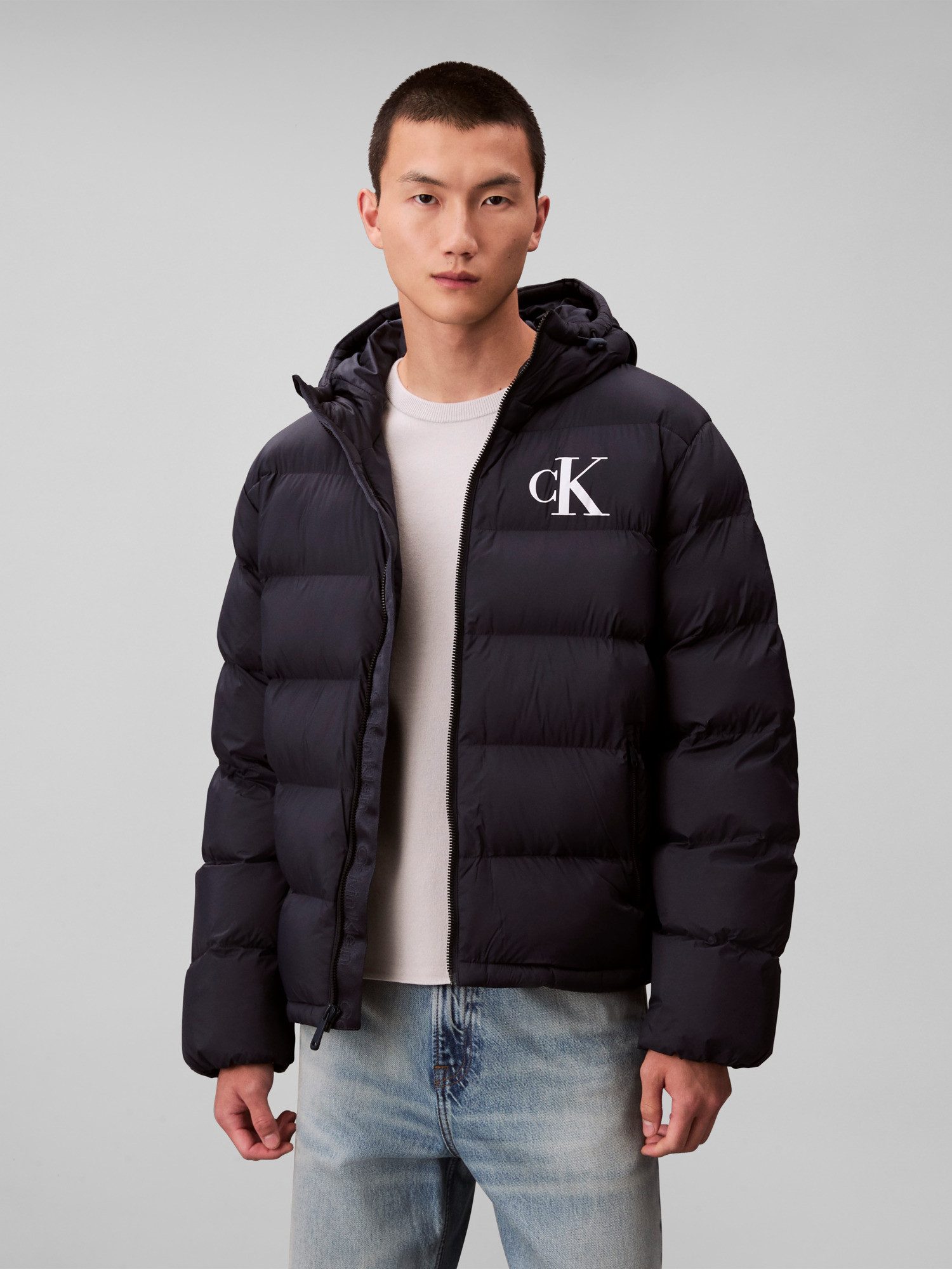 Calvin Klein Jeans Steppjacke LS NYLON MONOGRAM PUFFER JKT Mit Rundhalsauss günstig online kaufen