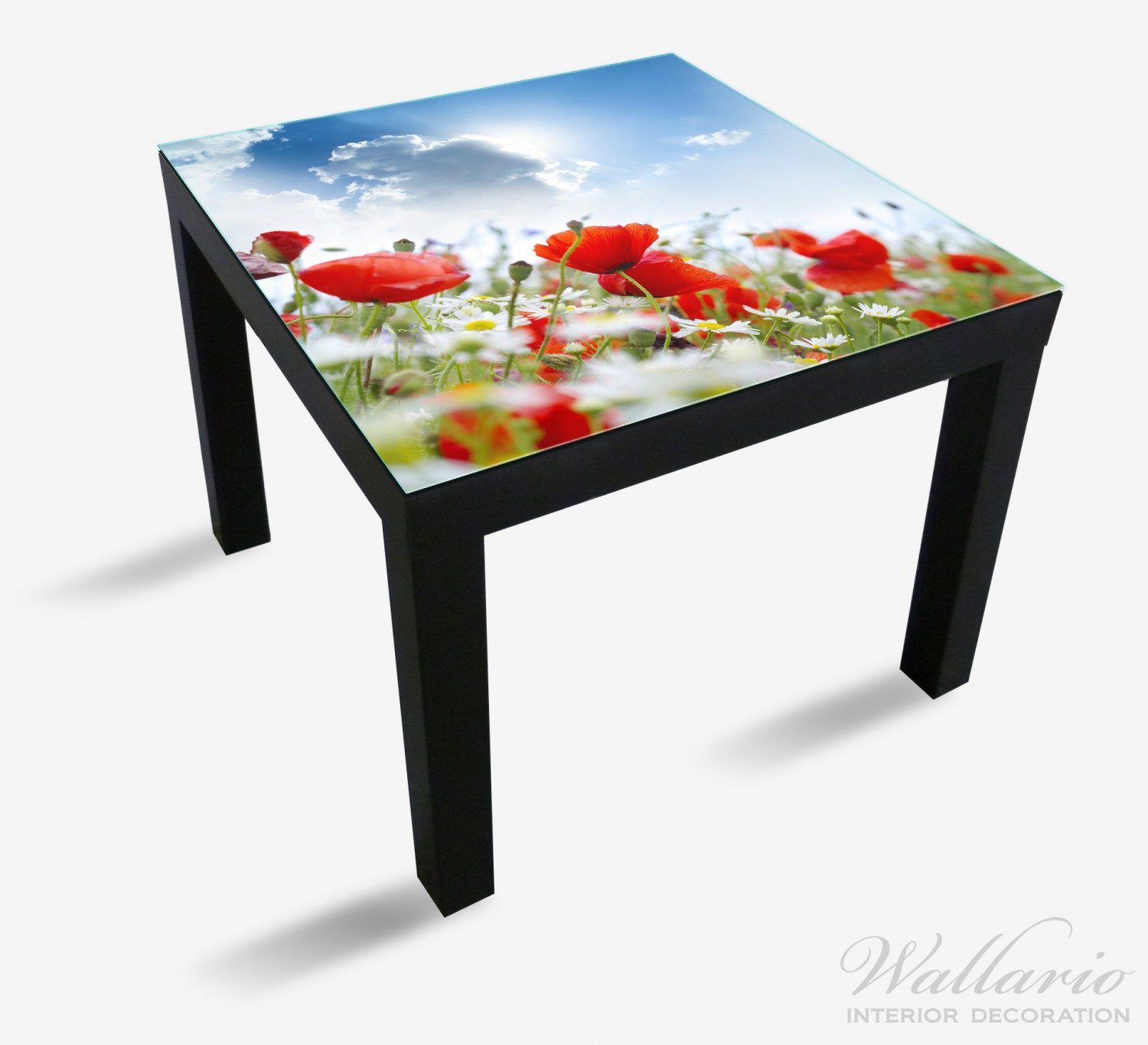 Lack Wallario für (1 Mohnblumen geeignet unter Tischplatte Himmel Ikea St), Tisch blauem