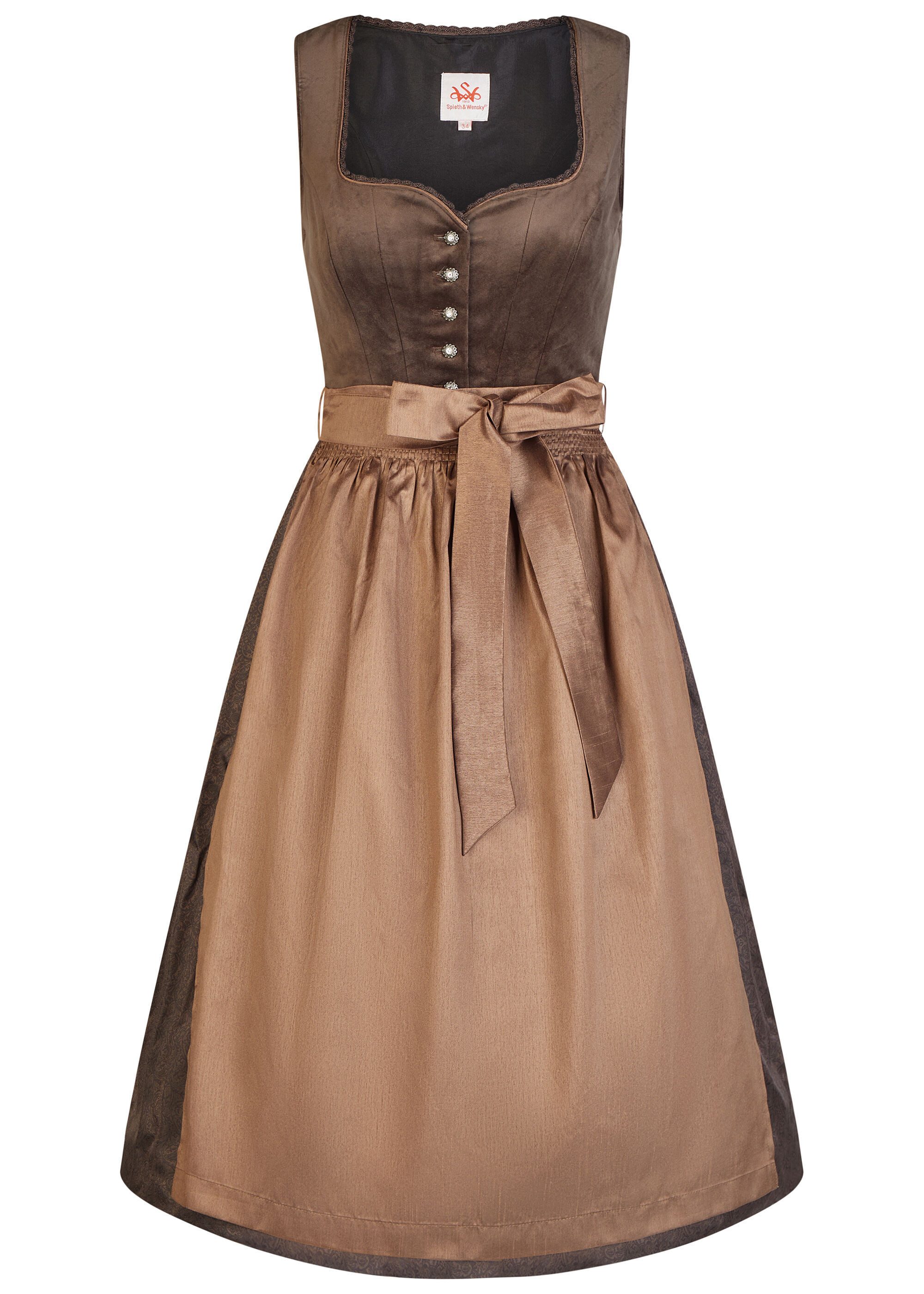 Spieth & Wensky Dirndl Galip Oberteil aus schokobraunem Samt günstig online kaufen