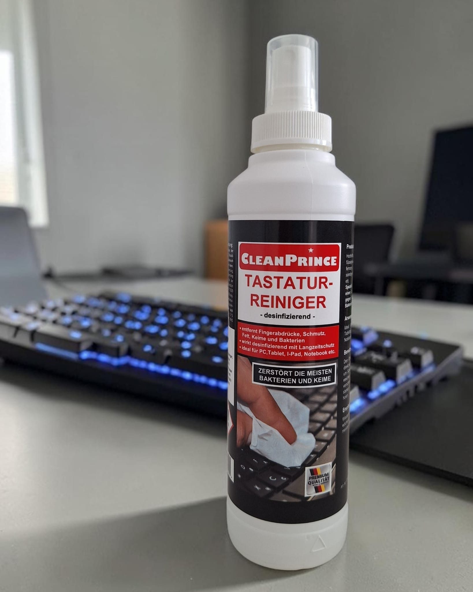 CleanPrince Tastaturreiniger desinfizierend Spray Reinigungsspray (gebrauchsfertiges Reinigungsspray)