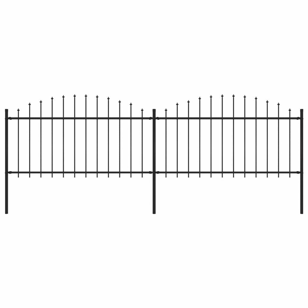 vidaXL Gartenzaun Gartenzaun mit Speerspitze Stahl 337 x 150 cm Schwarz, (1-St)