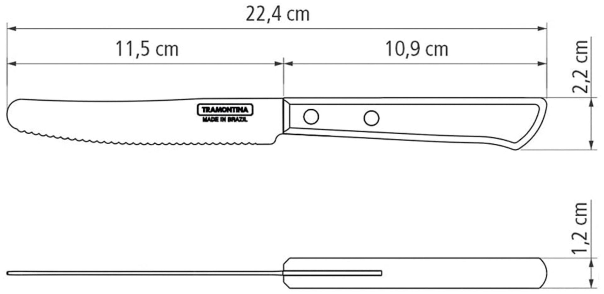 Tramontina Grillbesteck-Set Tramontina Frühstücksmesser 11,5 cm Edelstahl mit